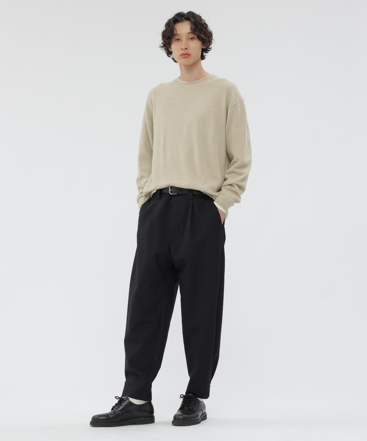 DRY WOOL PLAINWEAVE TROUSERS