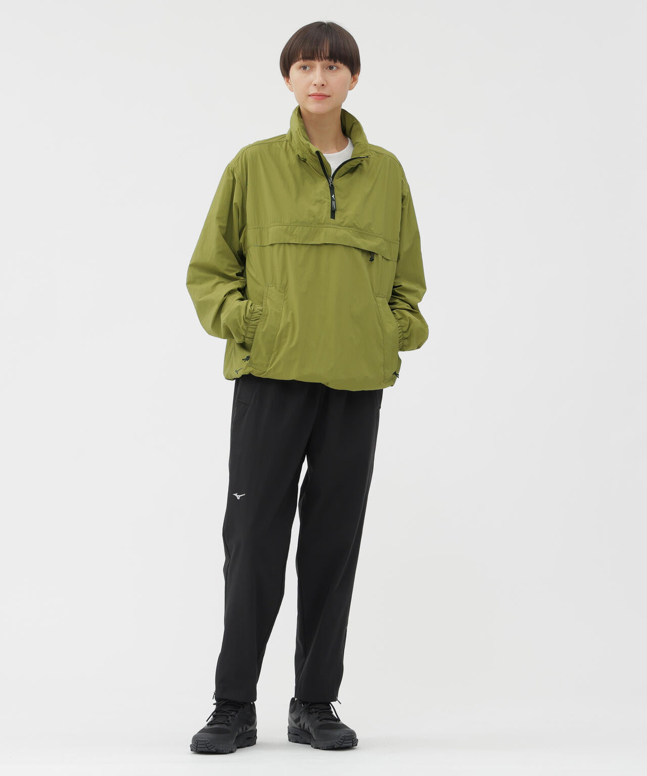 STRETCH POLYESTER HEAVY POPLIN TROUSERS