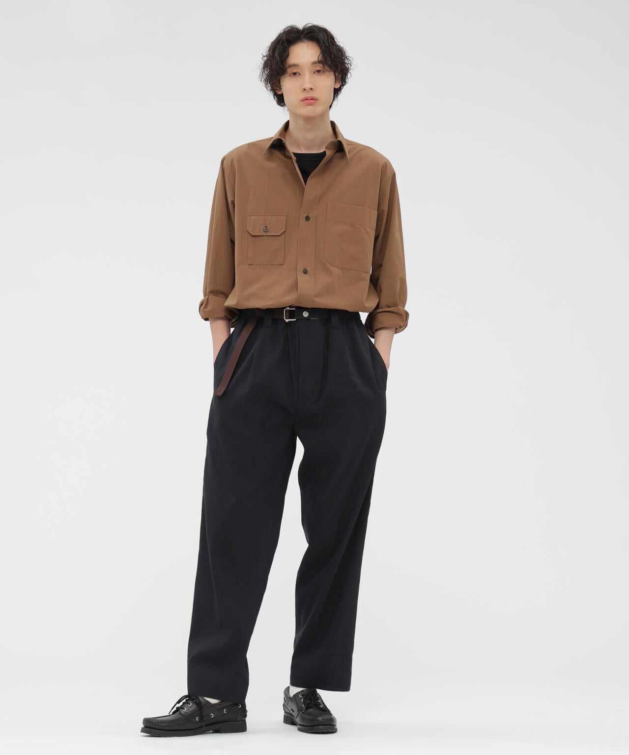 LINEN WOOL SILK PLAINWEAVE TROUSERS