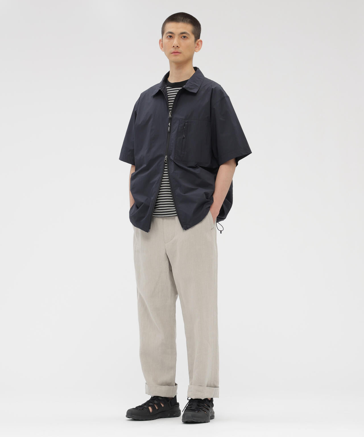 YARN DYED LINEN PLAINWEAVE TROUSERS