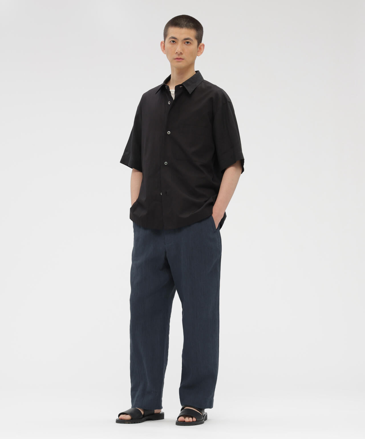 YARN DYED LINEN PLAINWEAVE TROUSERS