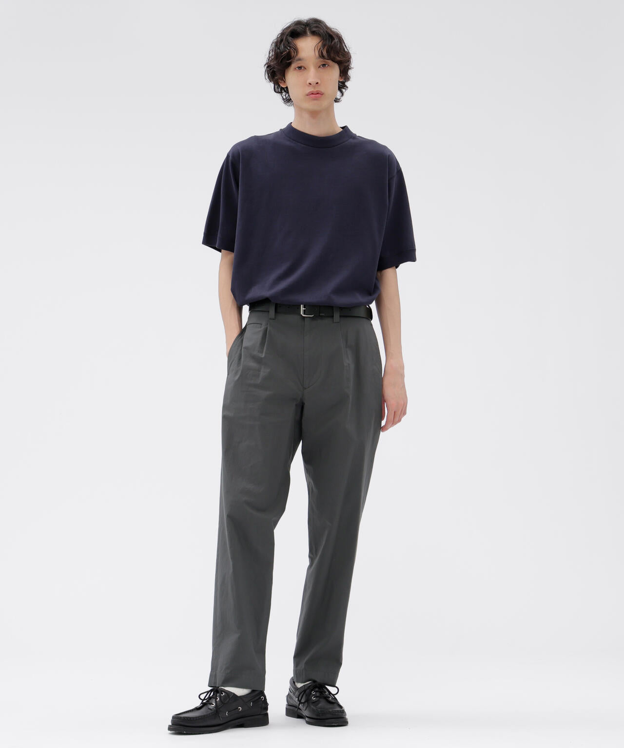 MATT COTTON SILK POPLIN TROUSERS