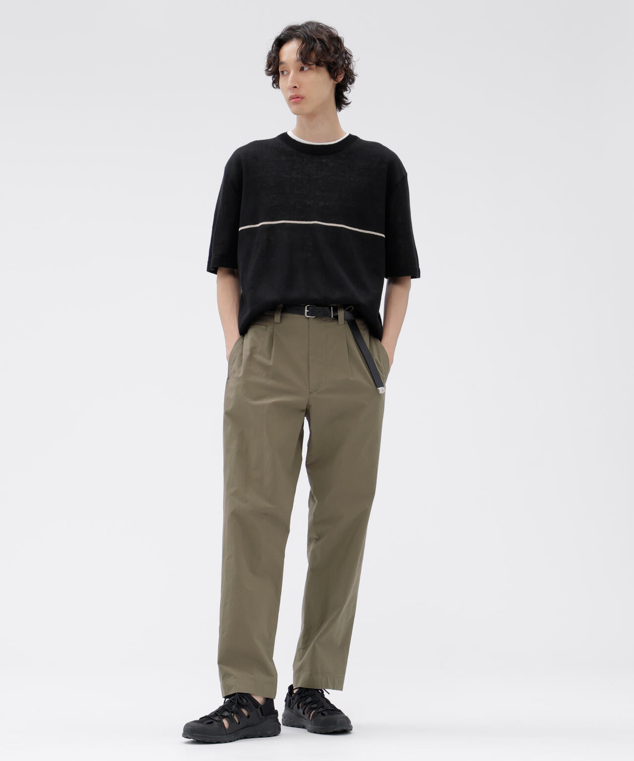 MATT COTTON SILK POPLIN TROUSERS