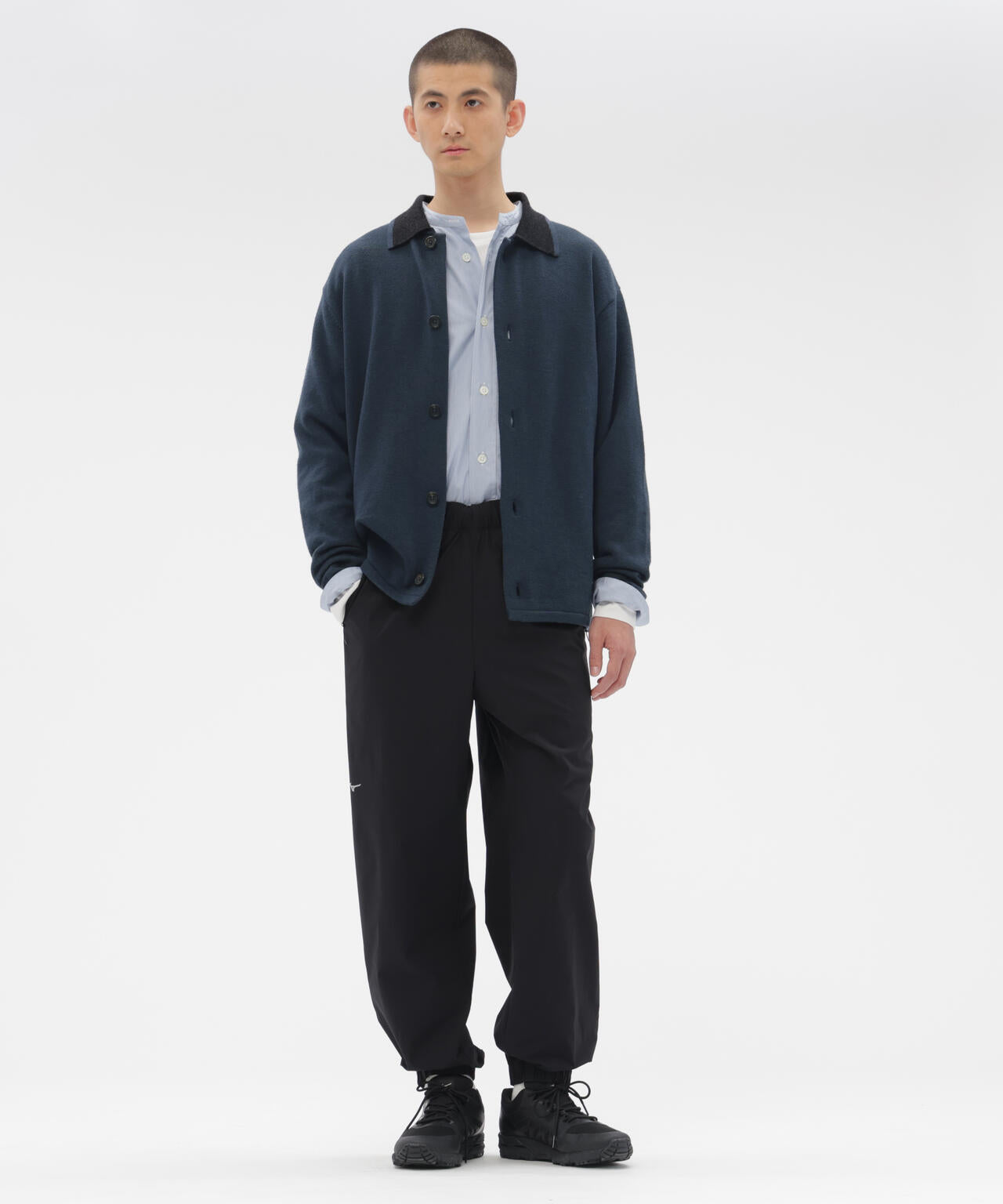 STRETCH POLYESTER TROUSERS