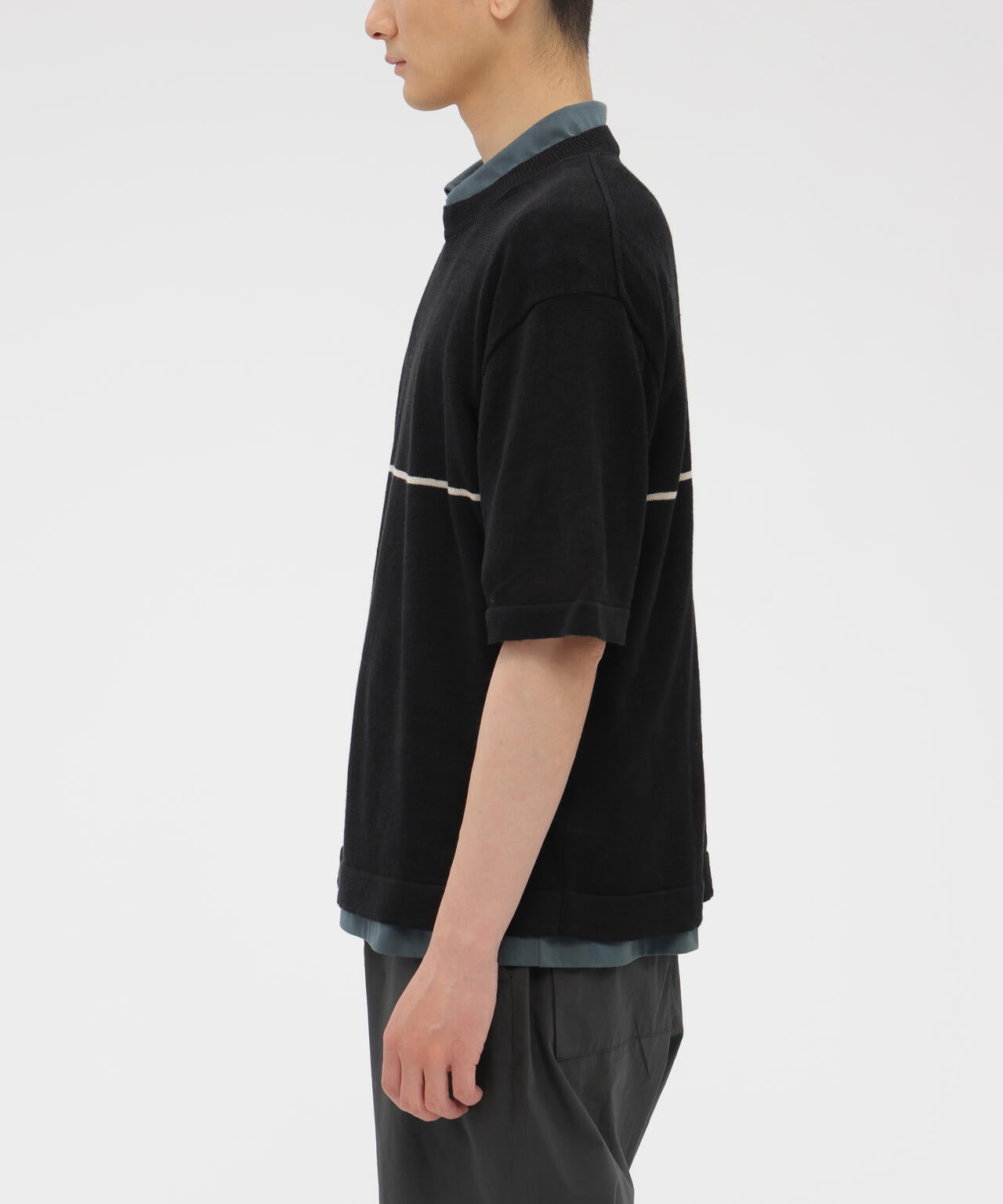 LINEN COTTON SINGLE STRIPE KNITWEAR