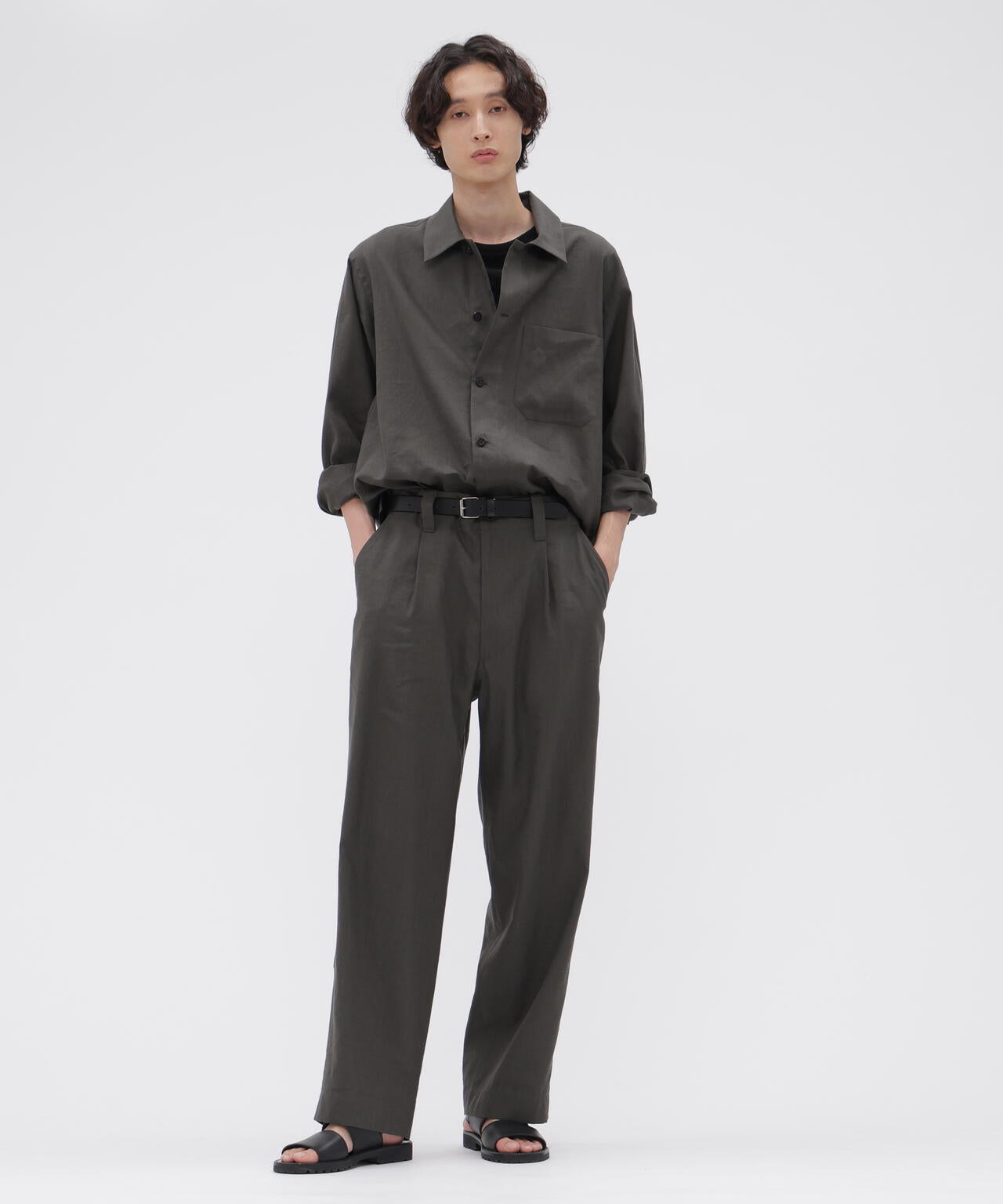 LINEN WOOL SILK PLAINWEAVE TROUSERS