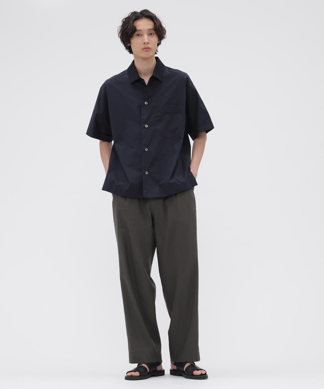 LINEN WOOL SILK PLAINWEAVE TROUSERS