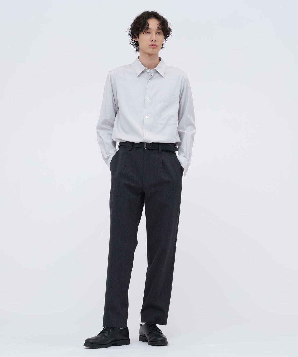 BRUSHED COTTON WOOL TWILL TROUSERS