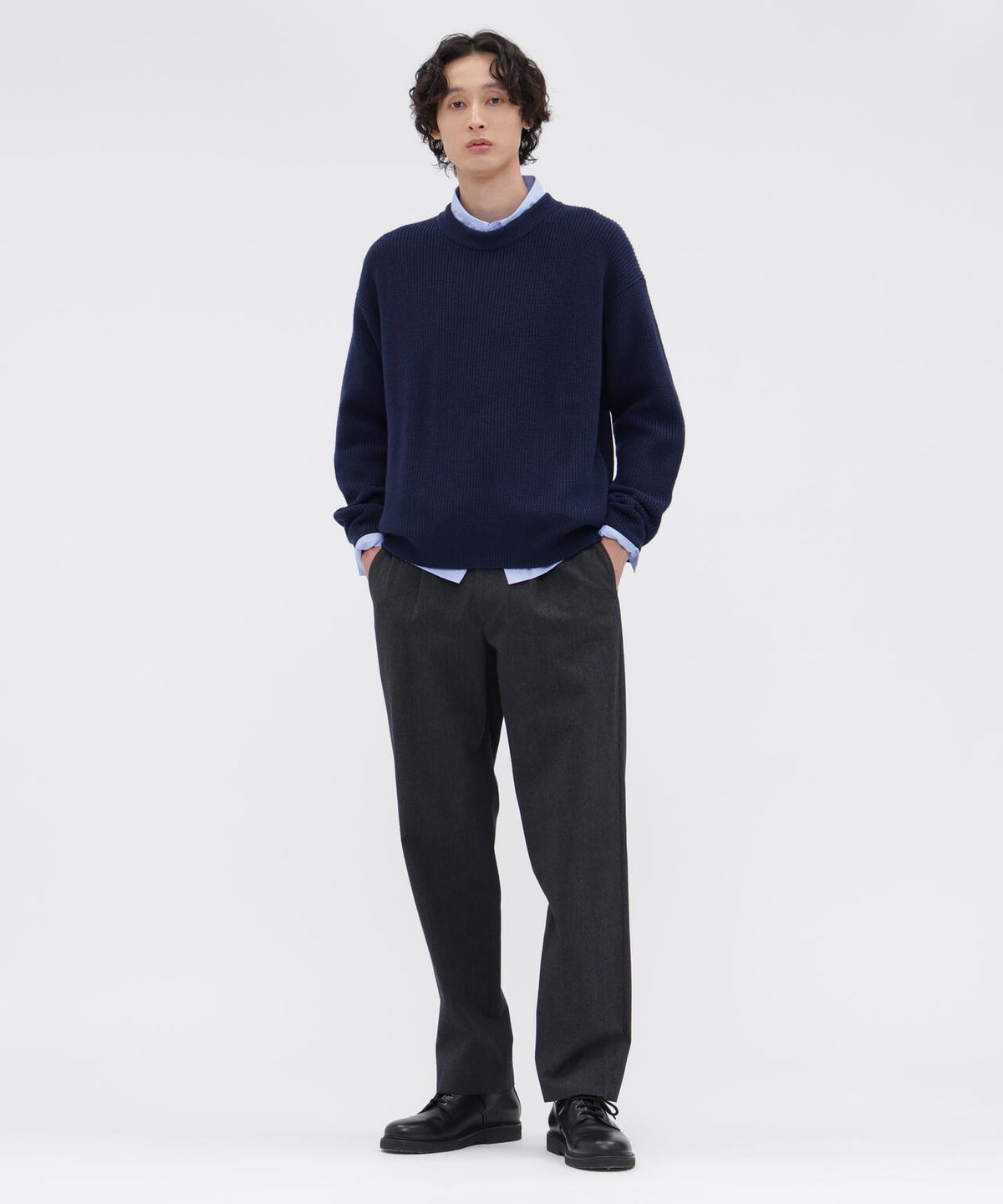 BRUSHED COTTON WOOL TWILL TROUSERS