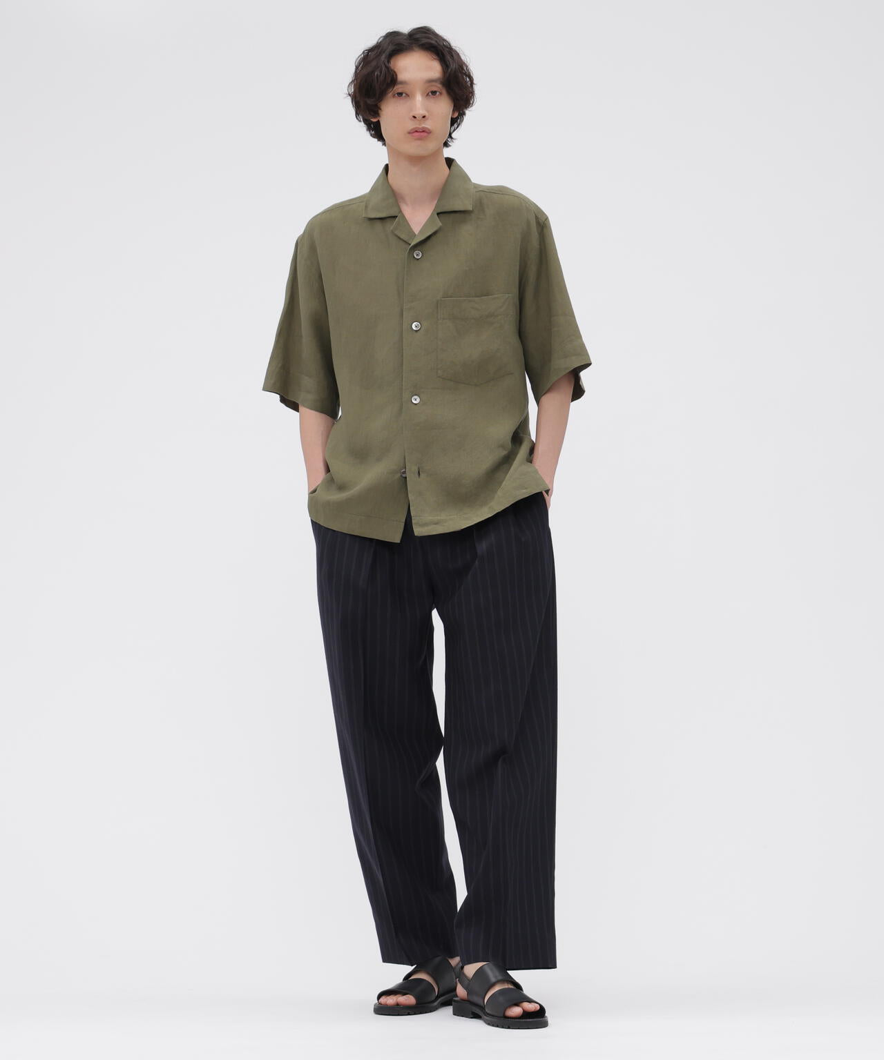 WIDE STRIPE WOOL TROUSERS
