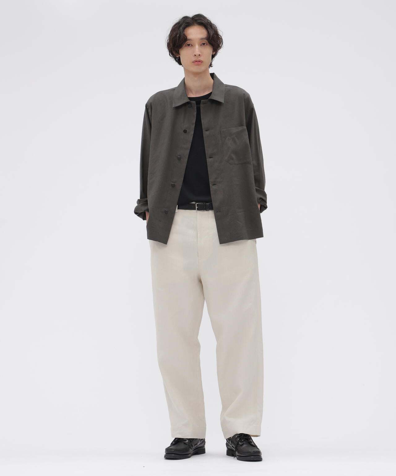 LINEN WOOL SILK PLAINWEAVE SHIRT