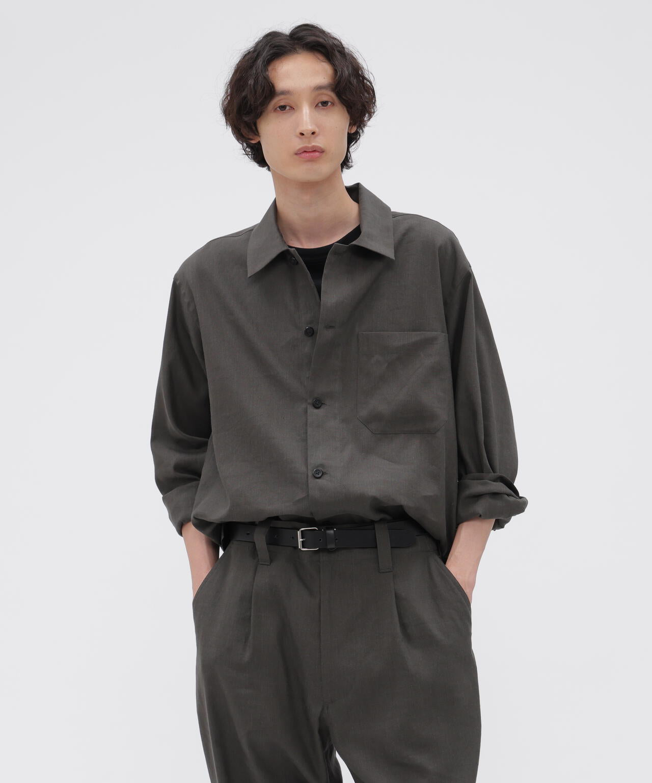 LINEN WOOL SILK PLAINWEAVE SHIRT