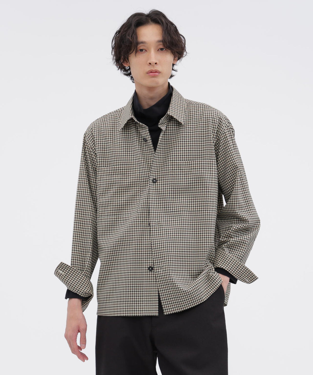 WOOL GINGHAM POPLIN SHIRT