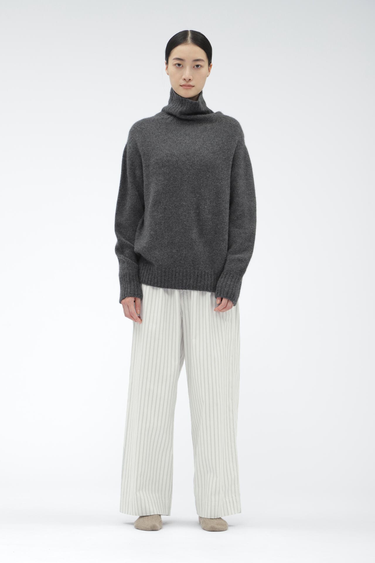 TONAL STRIPE COTTON CASHMERE