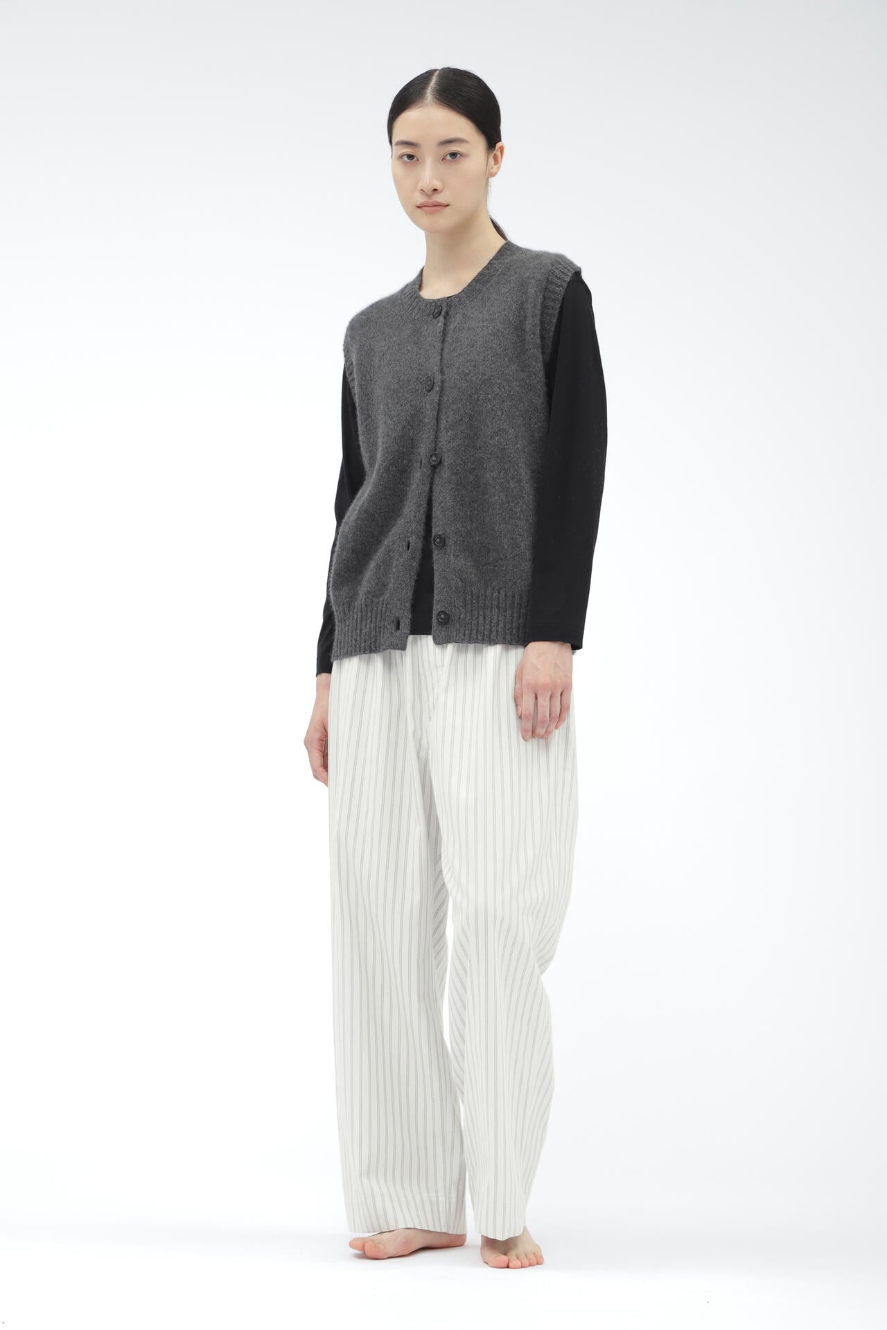 TONAL STRIPE COTTON CASHMERE