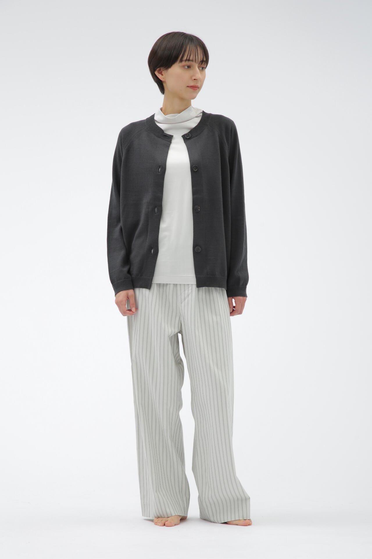 TONAL STRIPE COTTON CASHMERE
