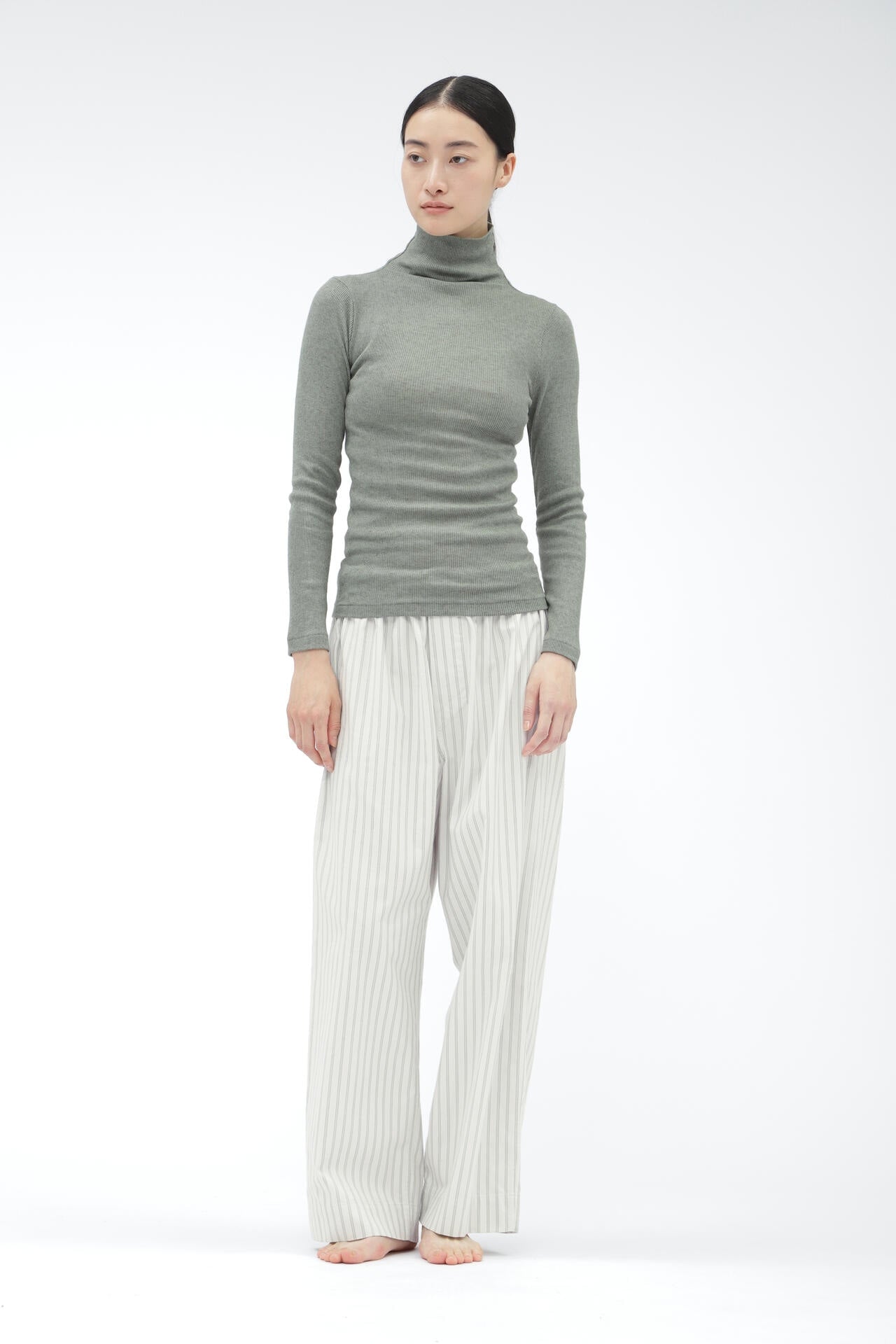 TONAL STRIPE COTTON CASHMERE