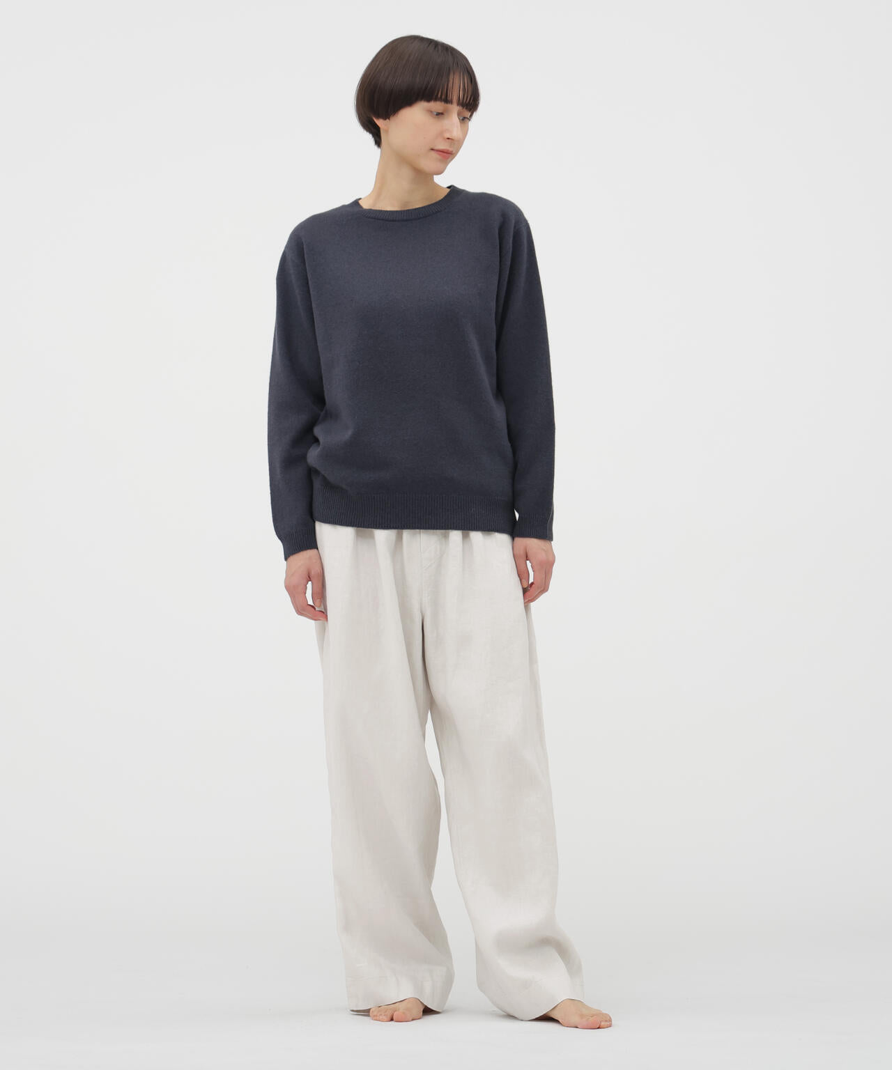 BRUSHED LINEN TWILL TROUSERS