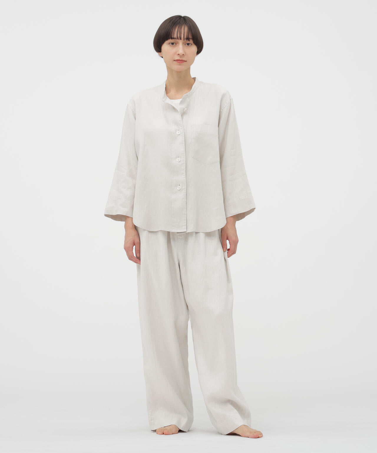 BRUSHED LINEN TWILL TROUSERS