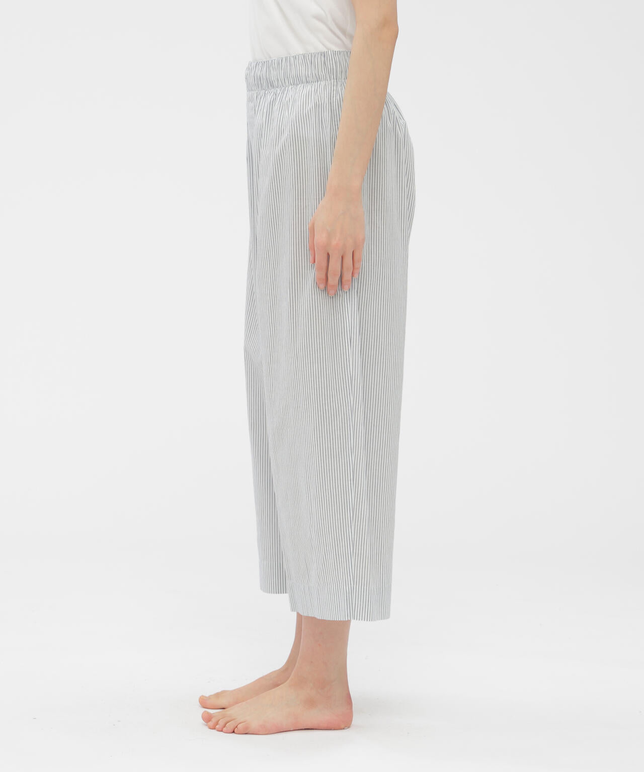 COTTON LINEN MINI STRIPE TROUSERS