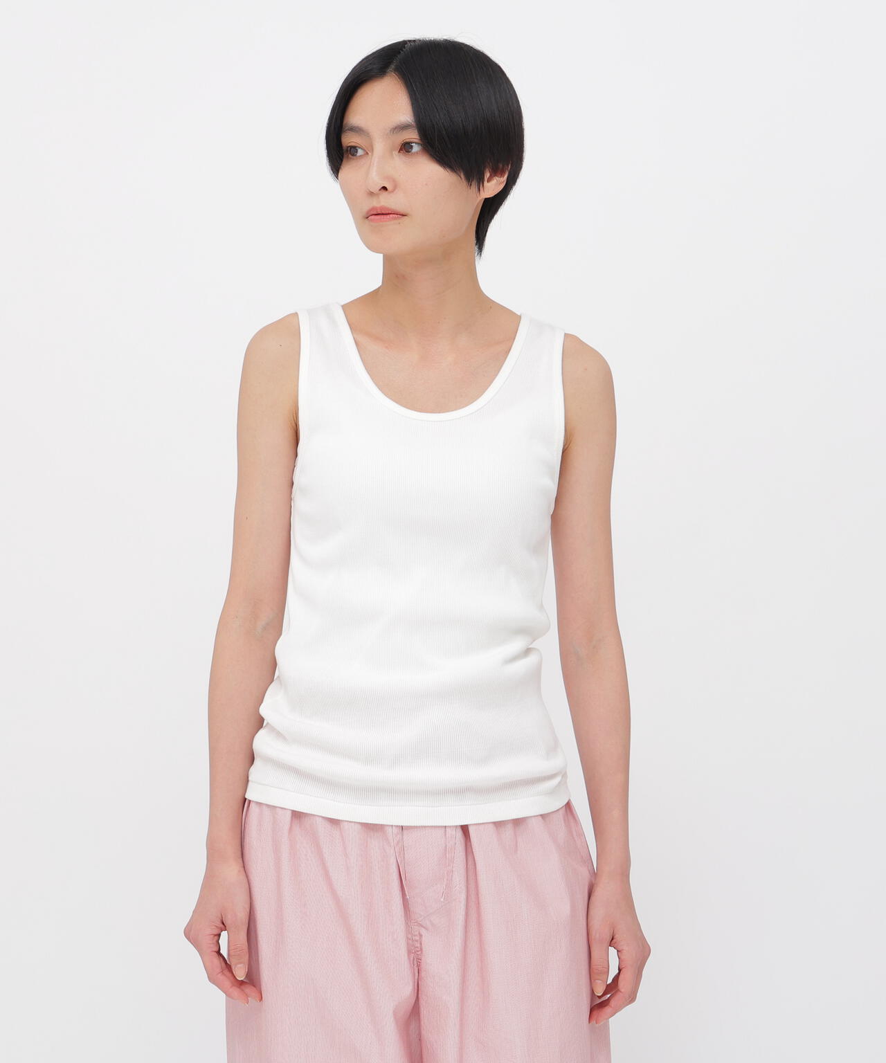 FINE COTTON RIB JERSEY TOP