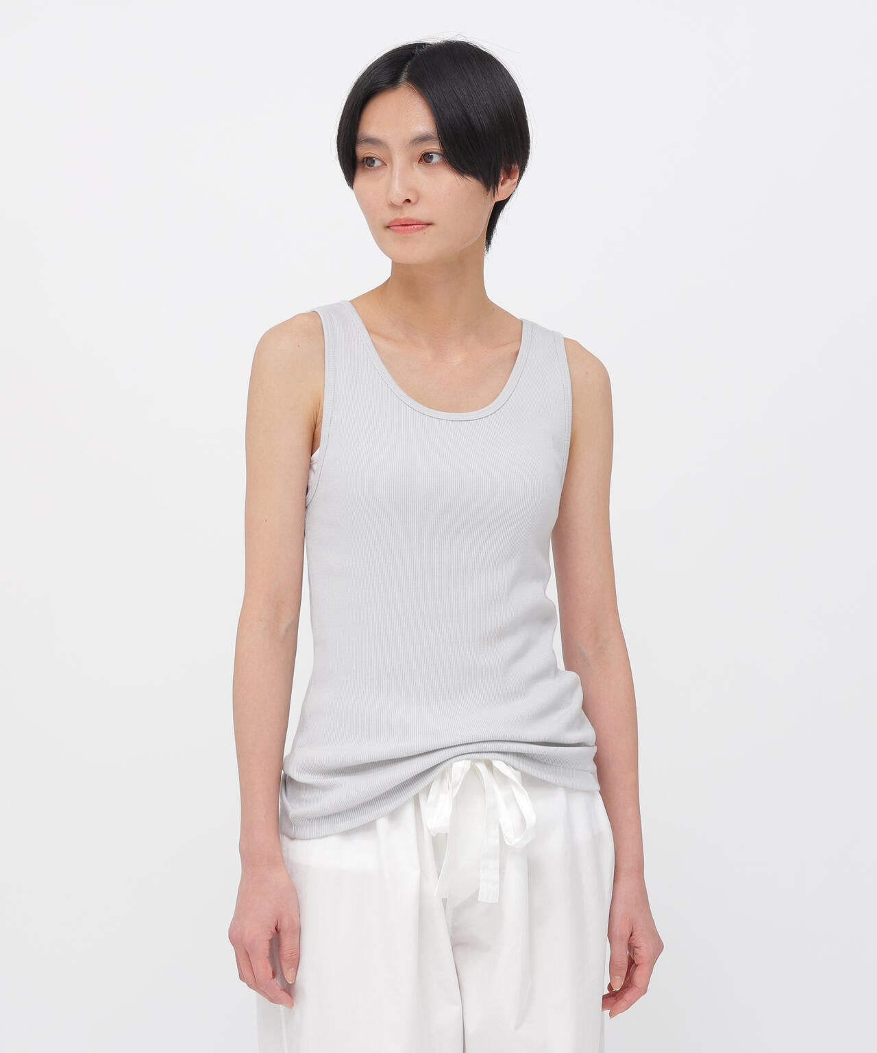 FINE COTTON RIB JERSEY TOP