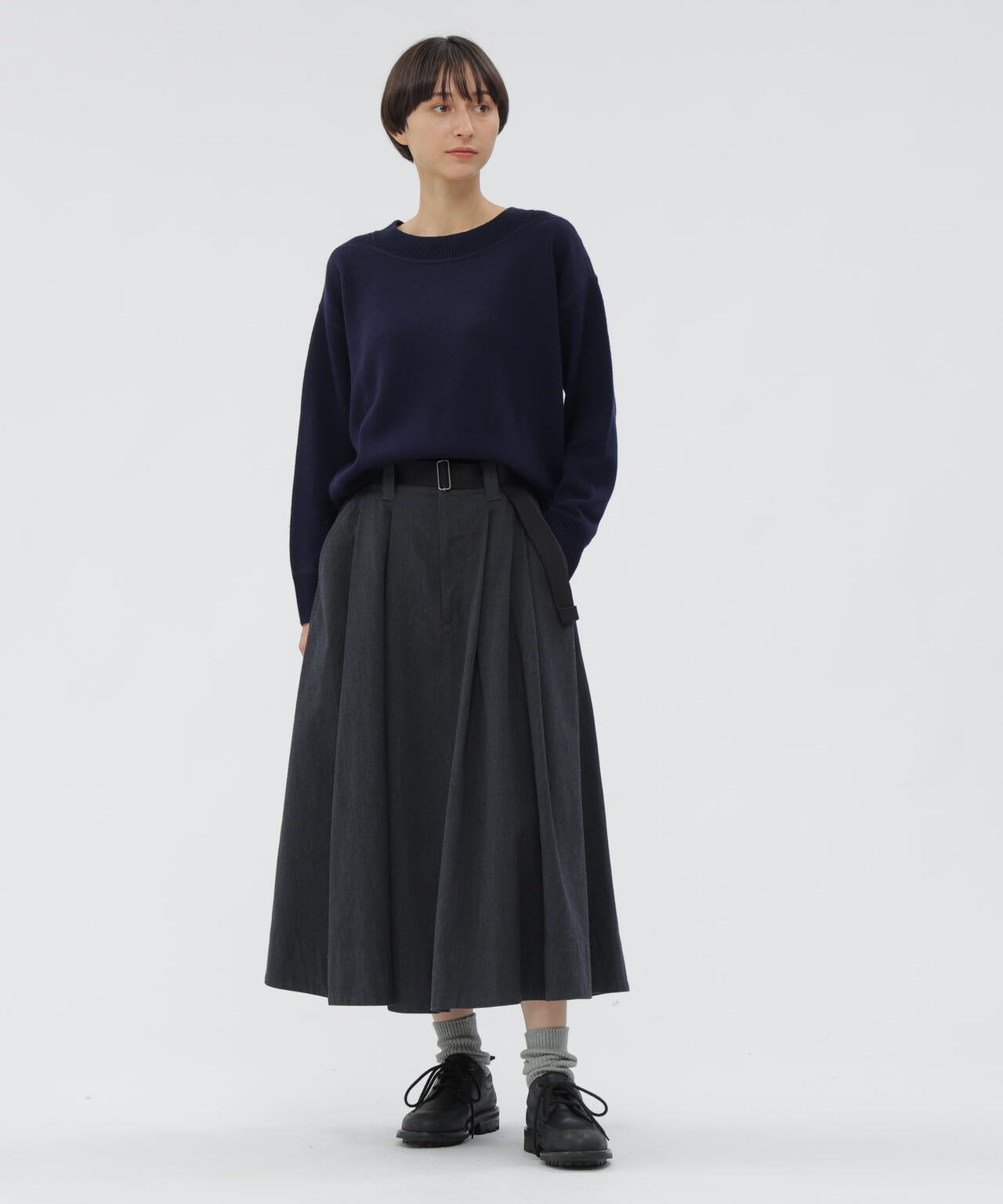 WOOL COTTON TWILL SKIRT
