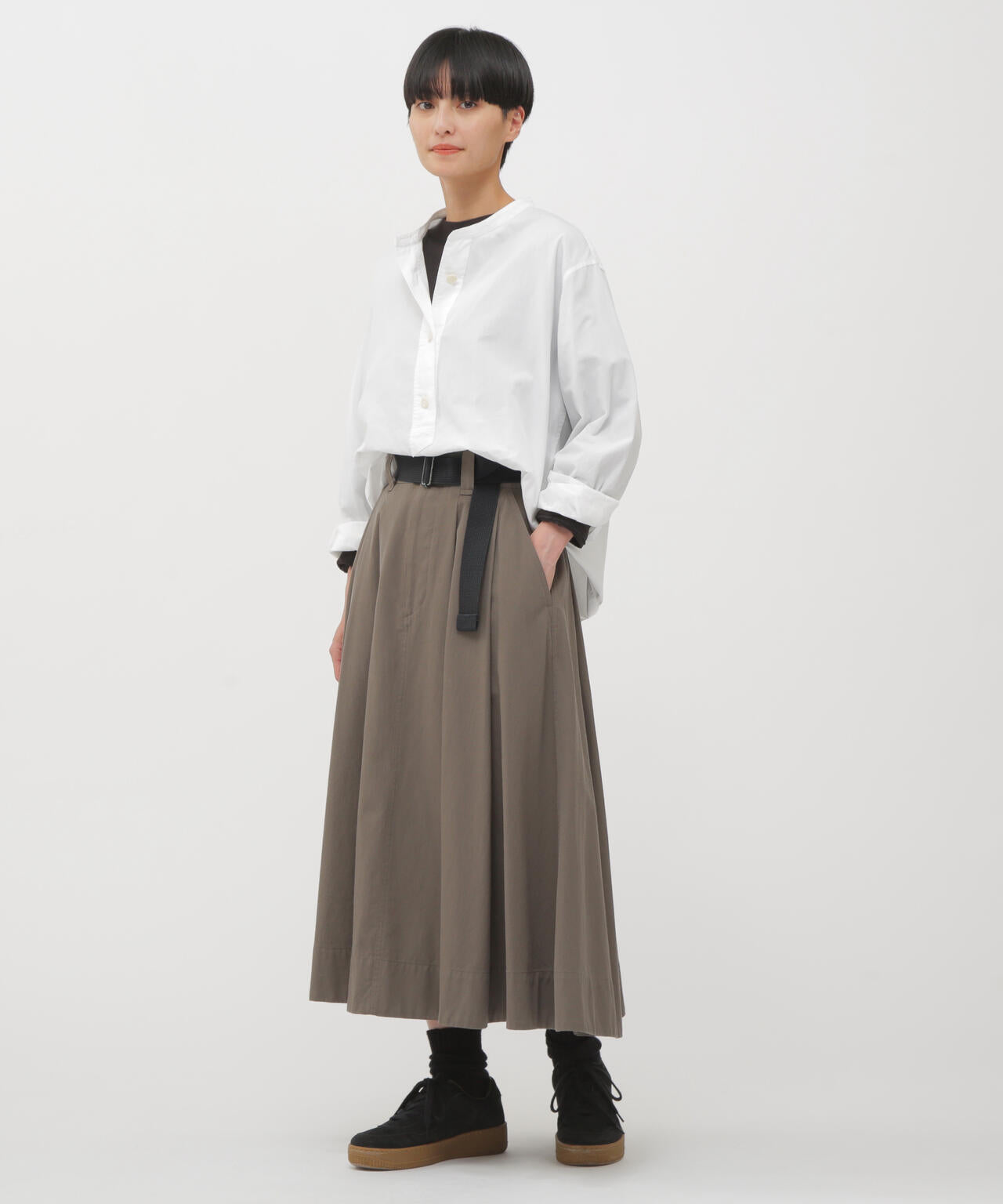 WOOL COTTON TWILL SKIRT