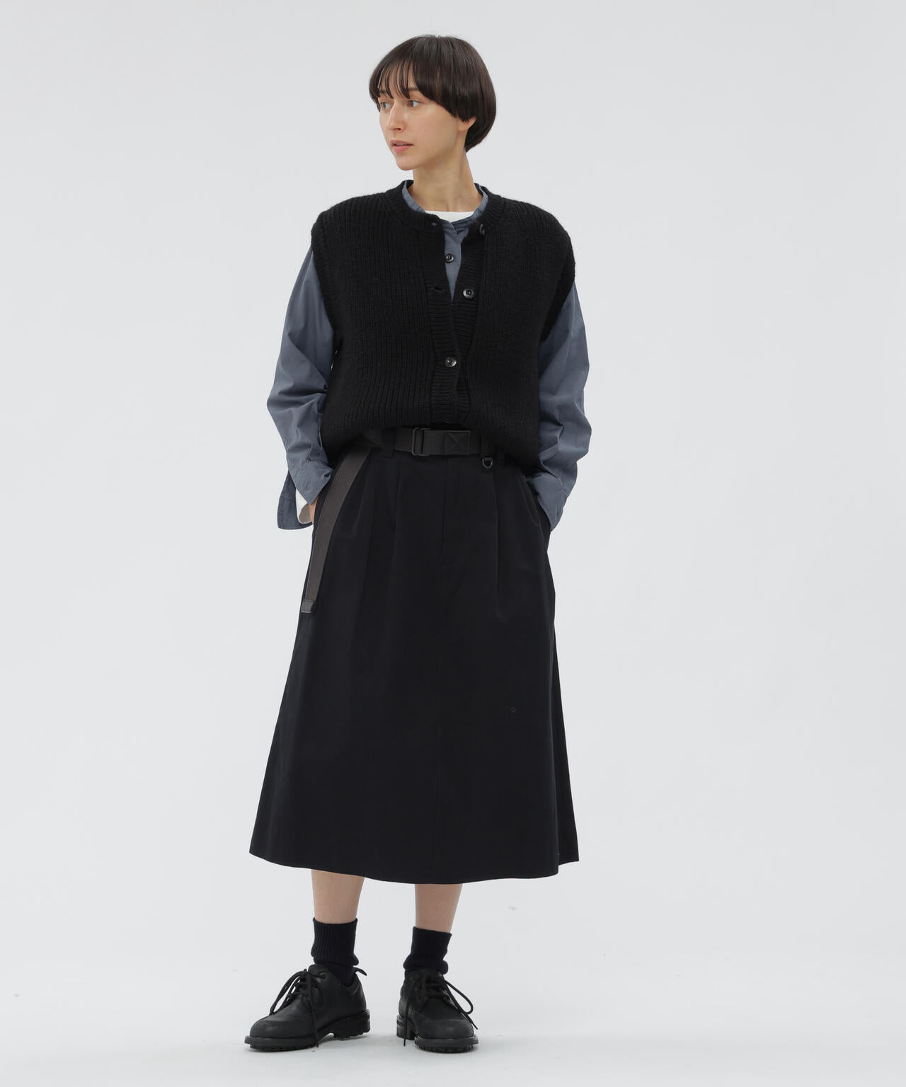 WASHED CHINO COTTON SKIRT