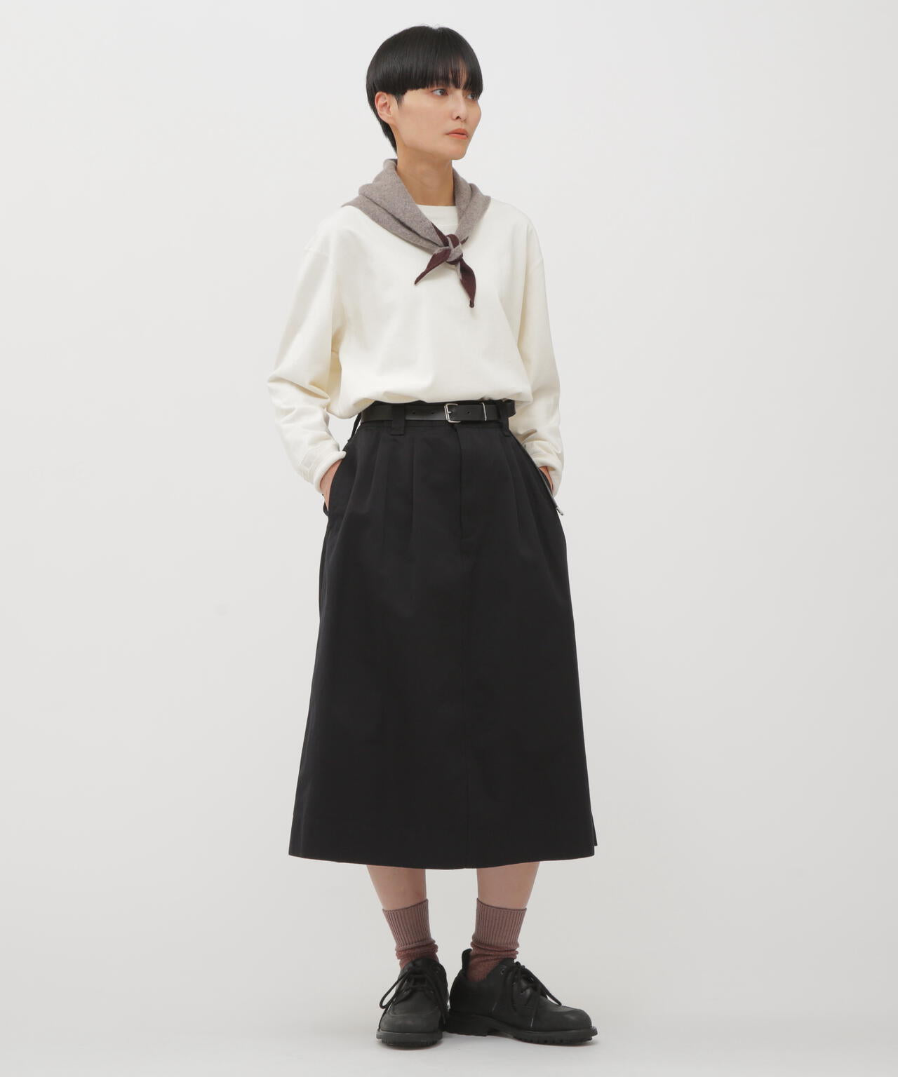 WASHED CHINO COTTON SKIRT