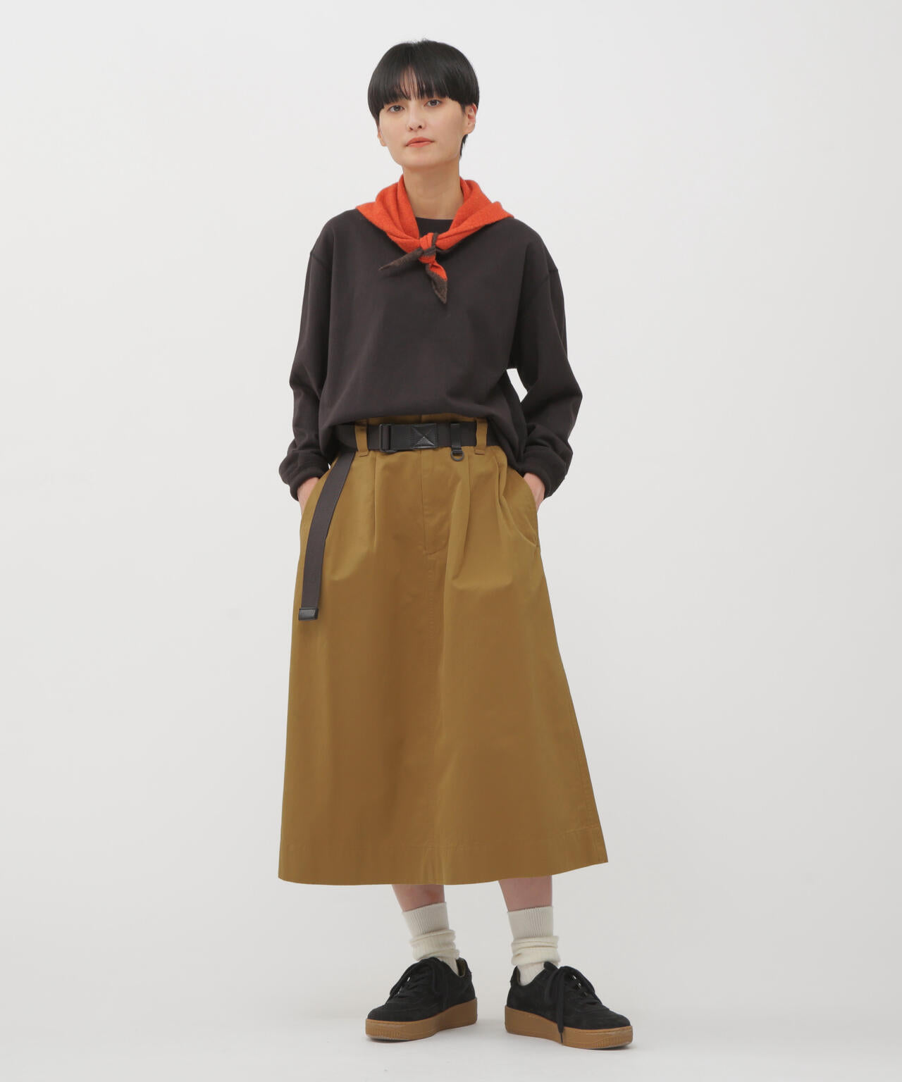 WASHED CHINO COTTON SKIRT