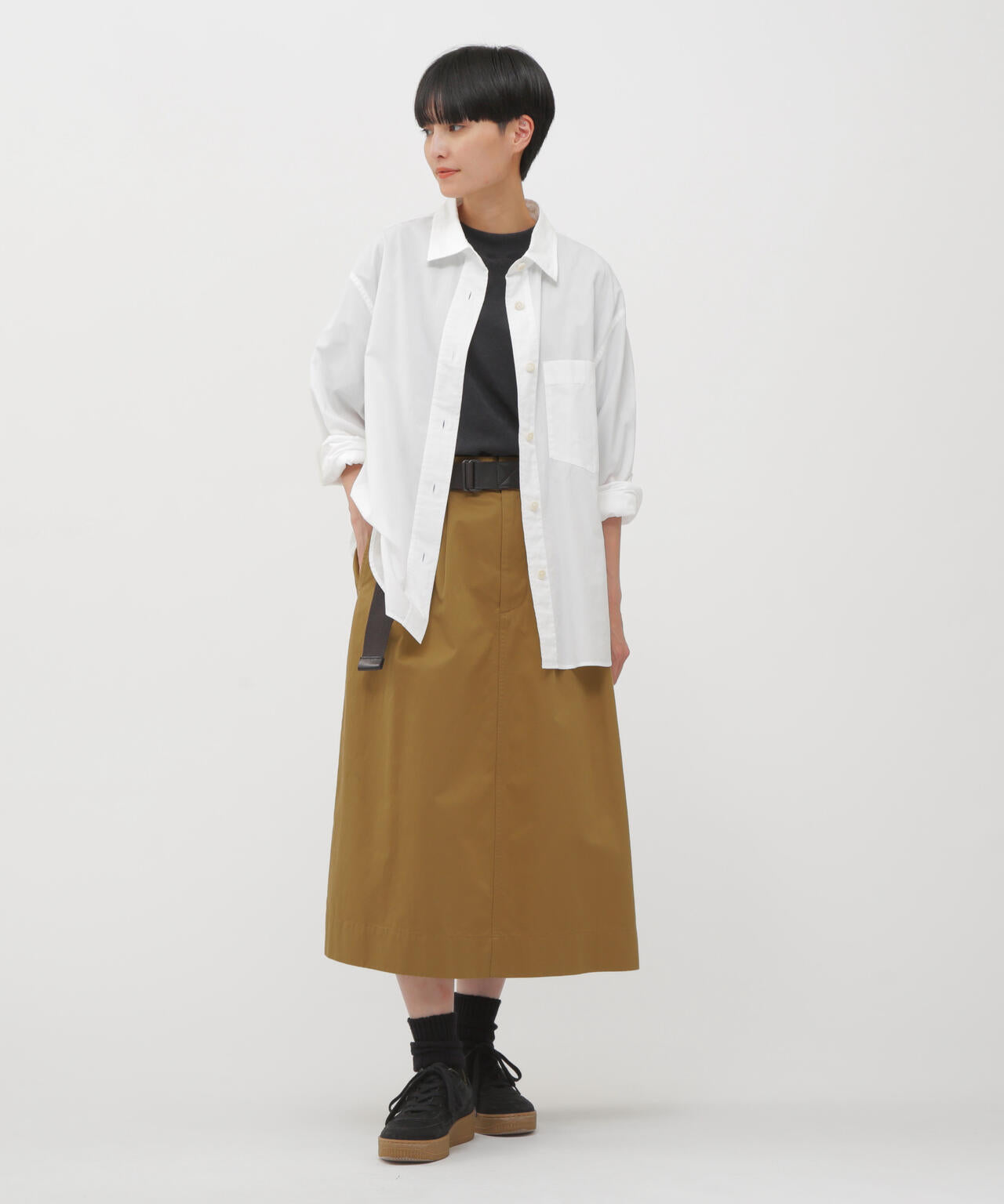 WASHED CHINO COTTON SKIRT