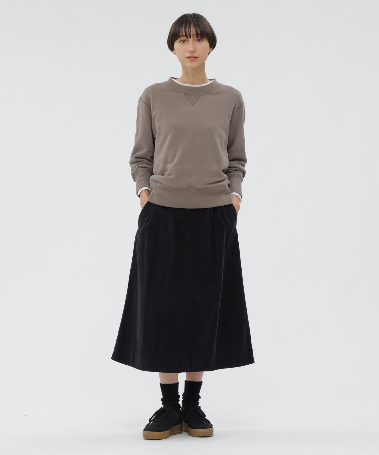 DRY COTTON NEEDLECORD SKIRT