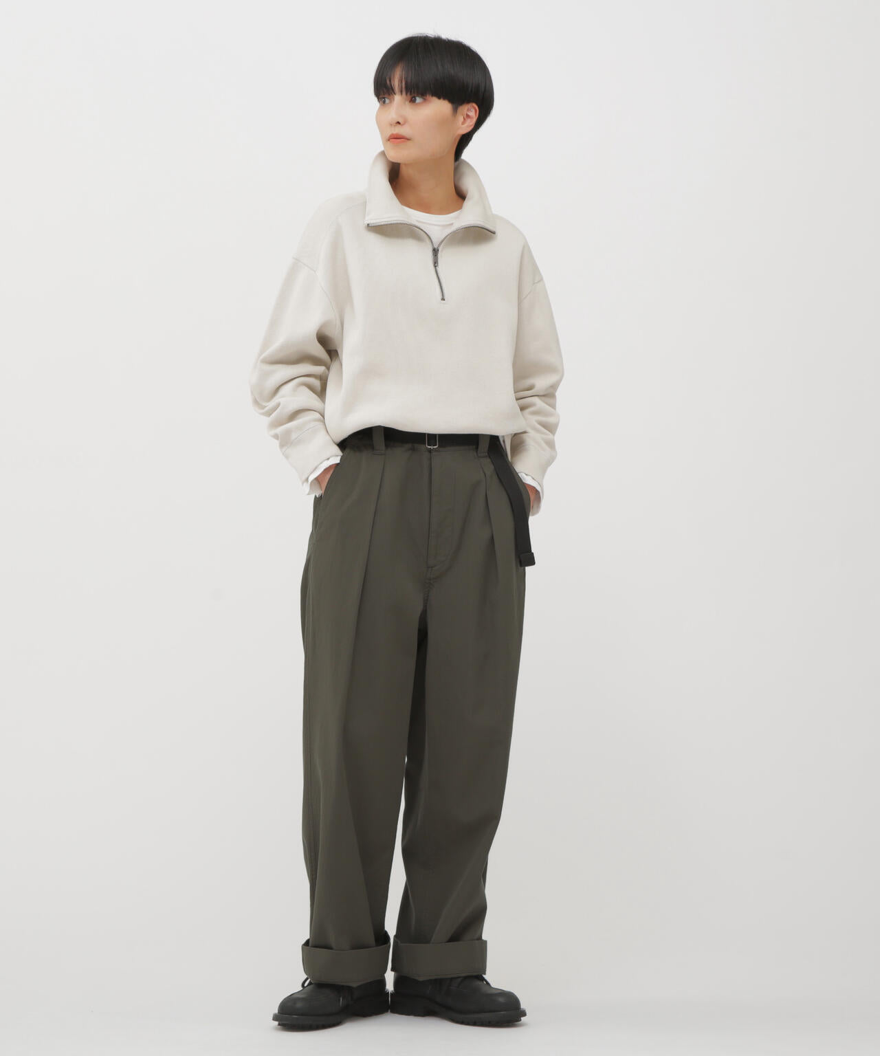 WOOL COTTON TWILL TROUSERS