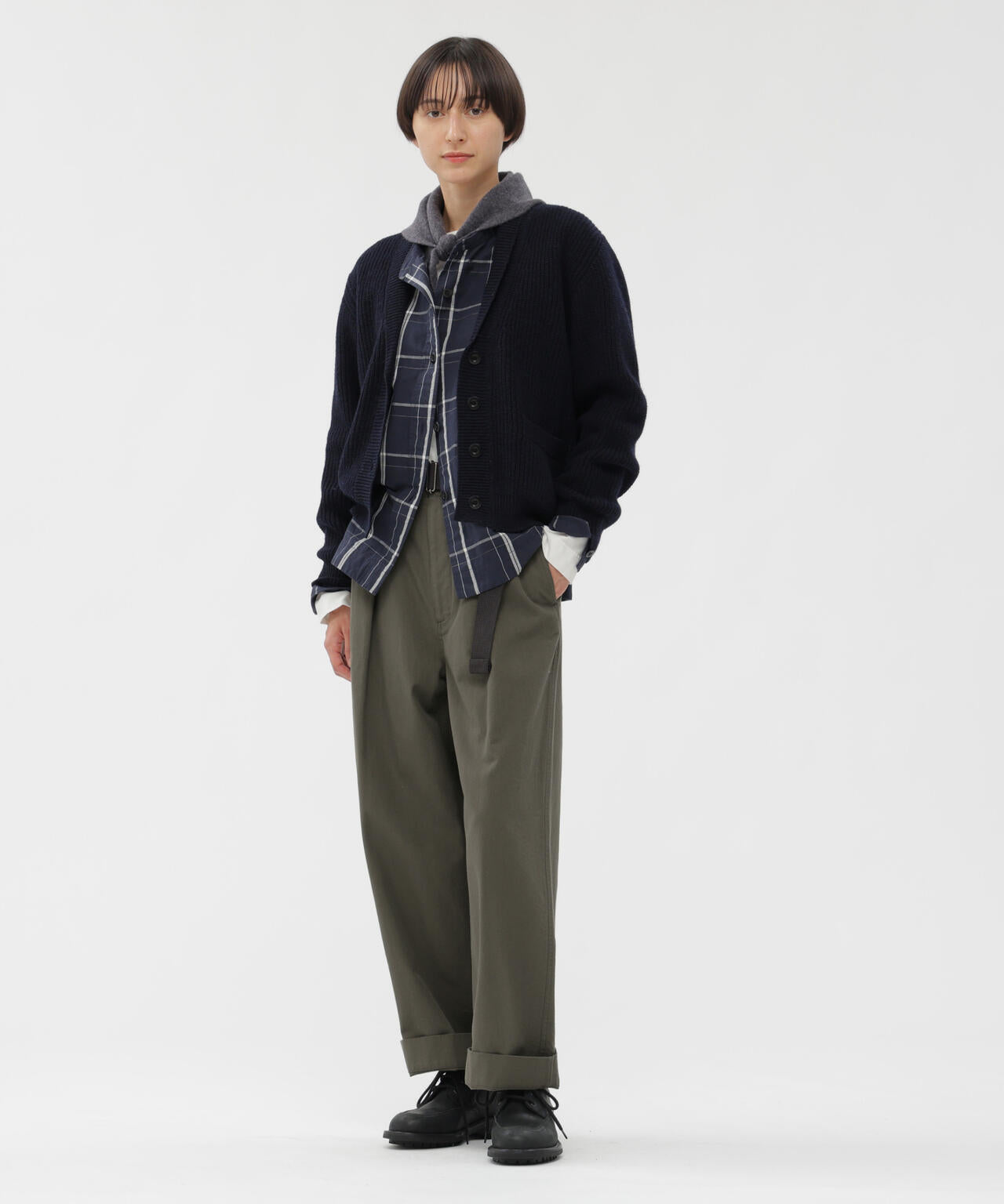 WOOL COTTON TWILL TROUSERS