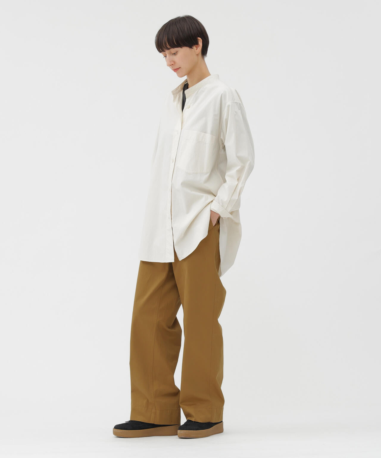 WASHED CHINO COTTON TROUSERS