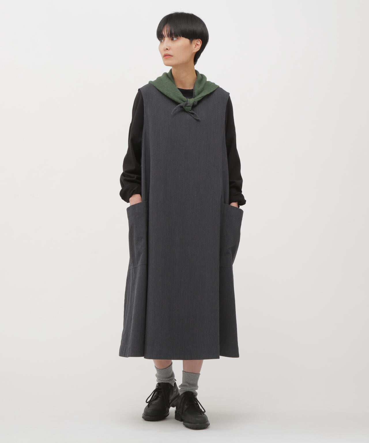 WOOL COTTON TWILL DRESS