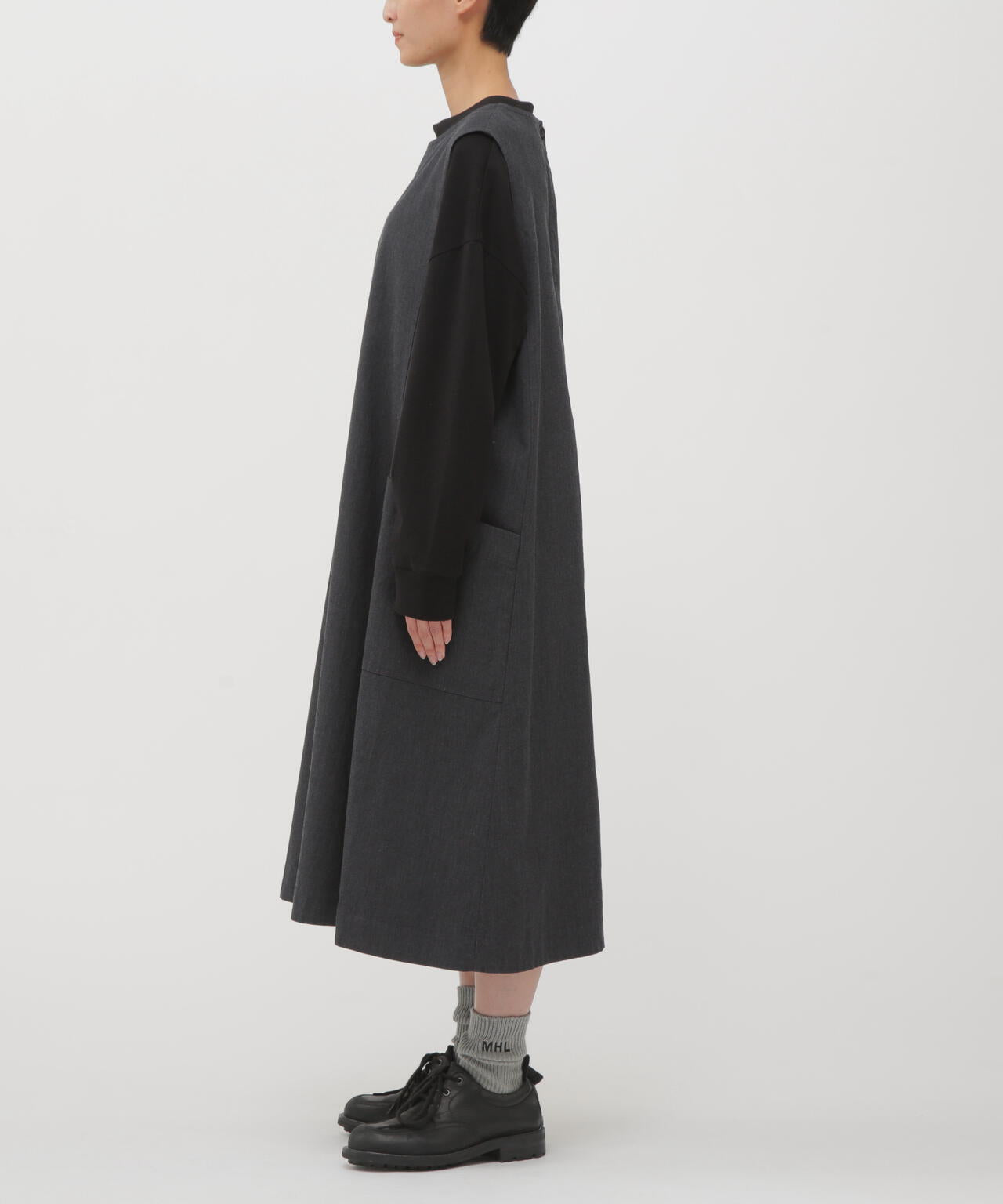 WOOL COTTON TWILL DRESS