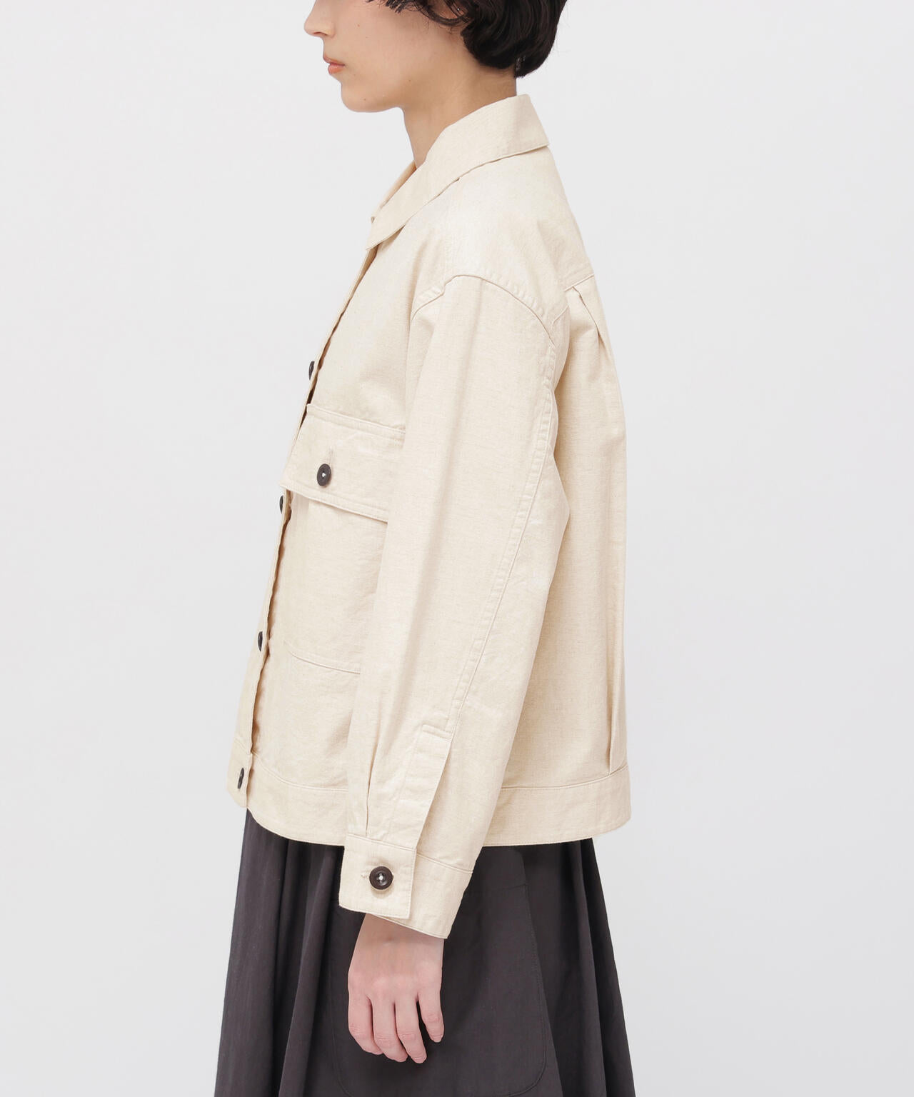 BELGIAN LINEN COTTON PLAINWEAVE BLOUSON