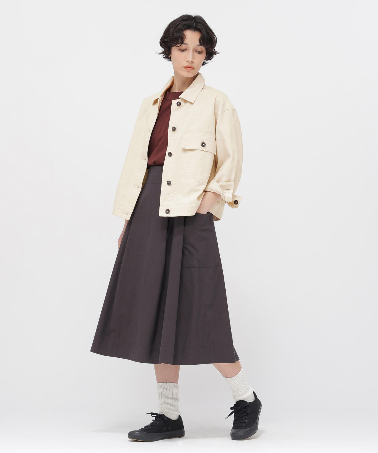 BELGIAN LINEN COTTON PLAINWEAVE BLOUSON