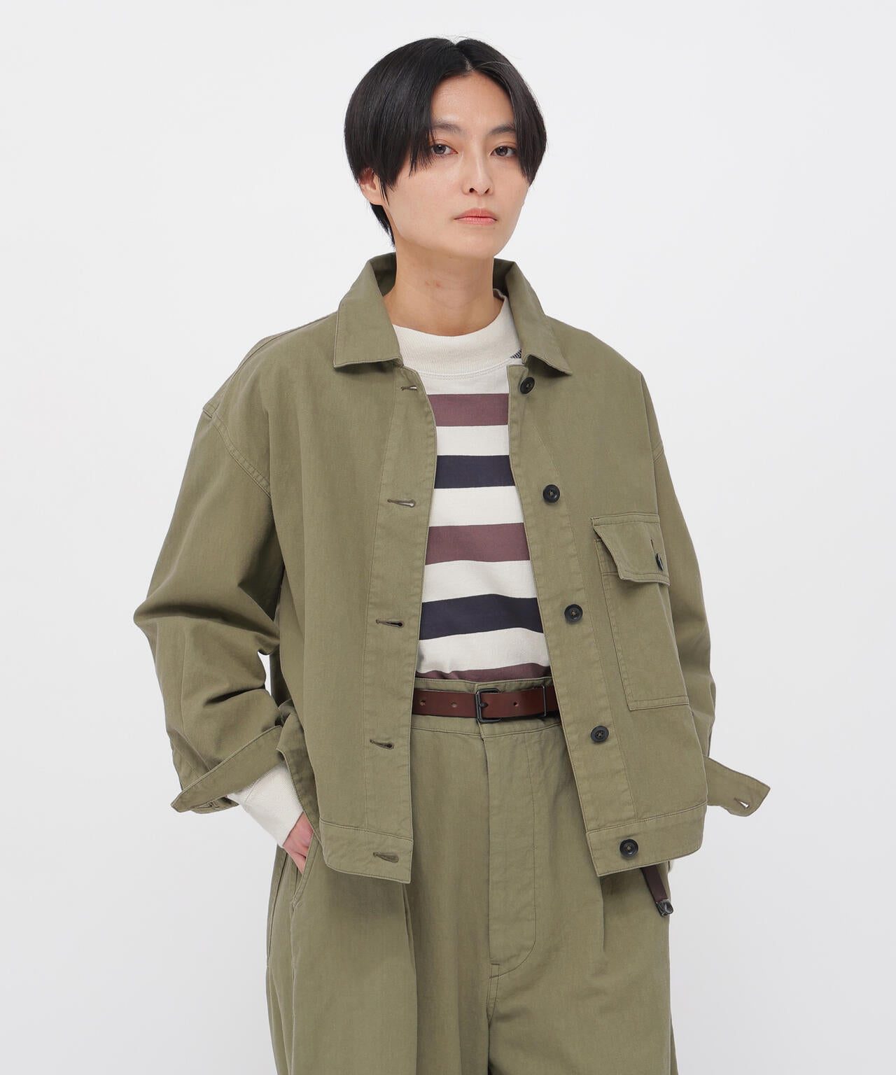 BELGIAN LINEN COTTON PLAINWEAVE BLOUSON