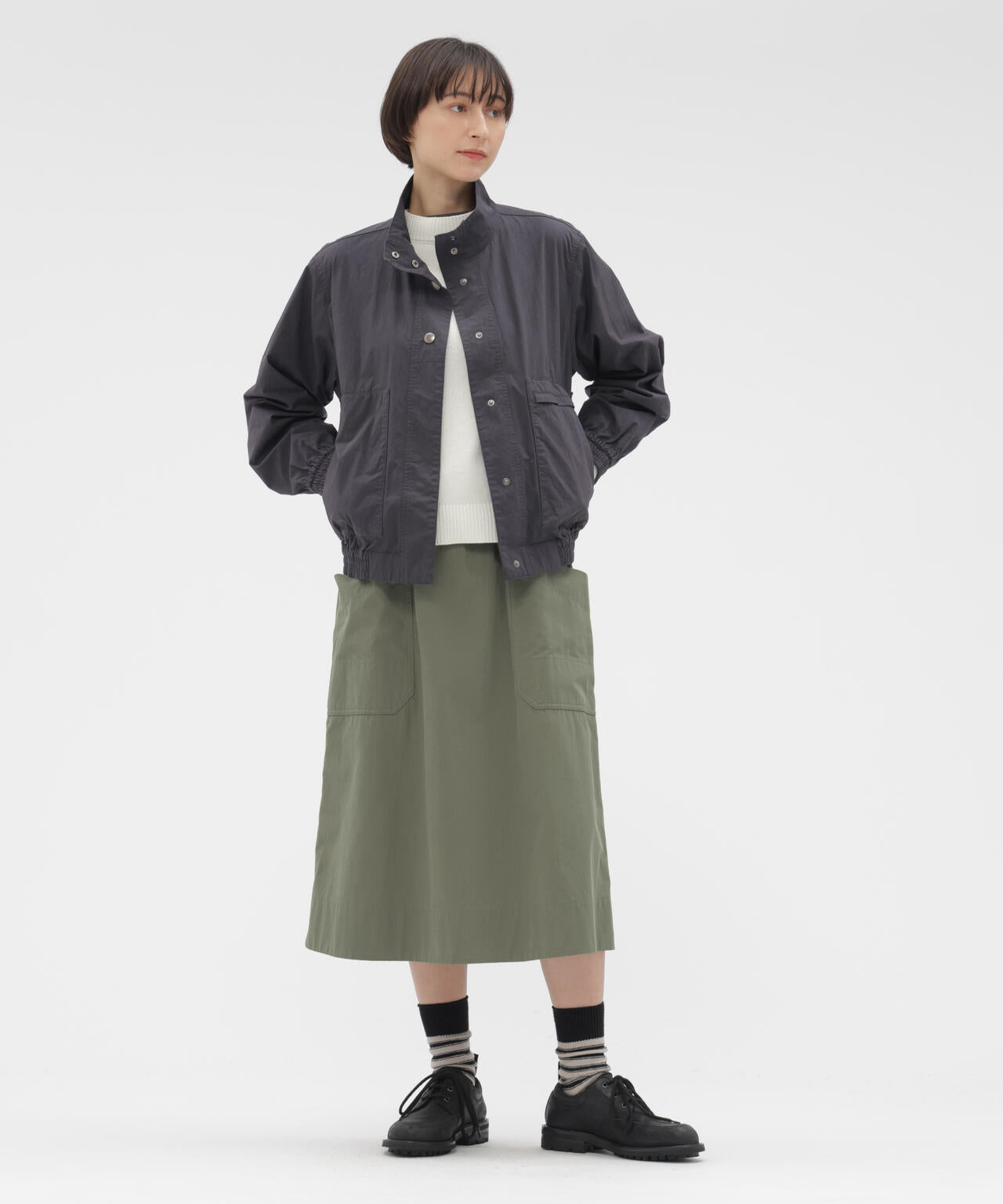COTTON CUPRA PLAINWEAVE SKIRT