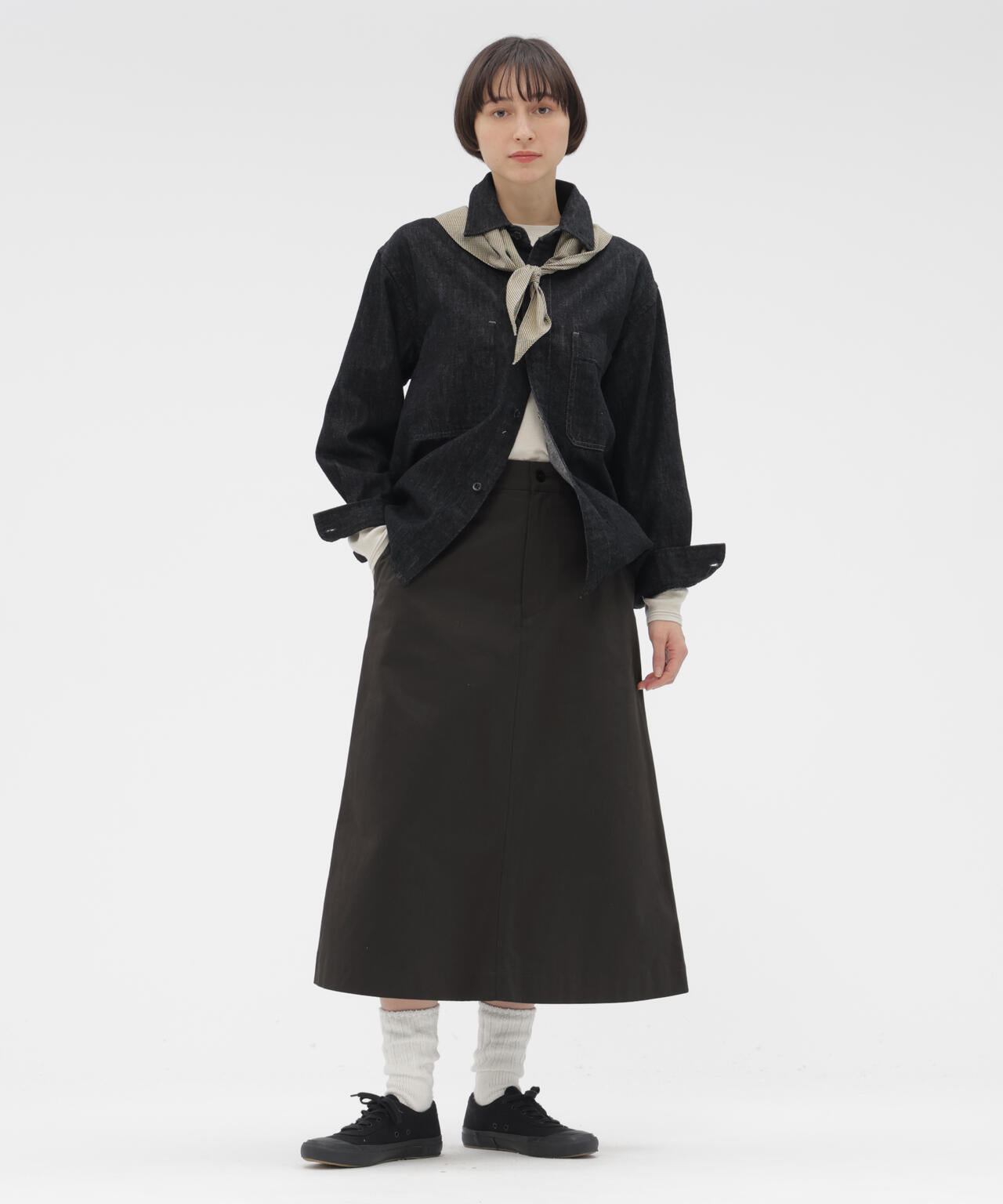 WASHED CHINO COTTON SKIRT