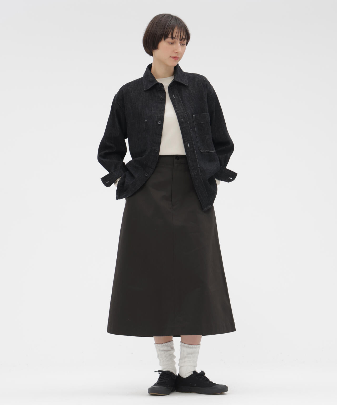 WASHED CHINO COTTON SKIRT