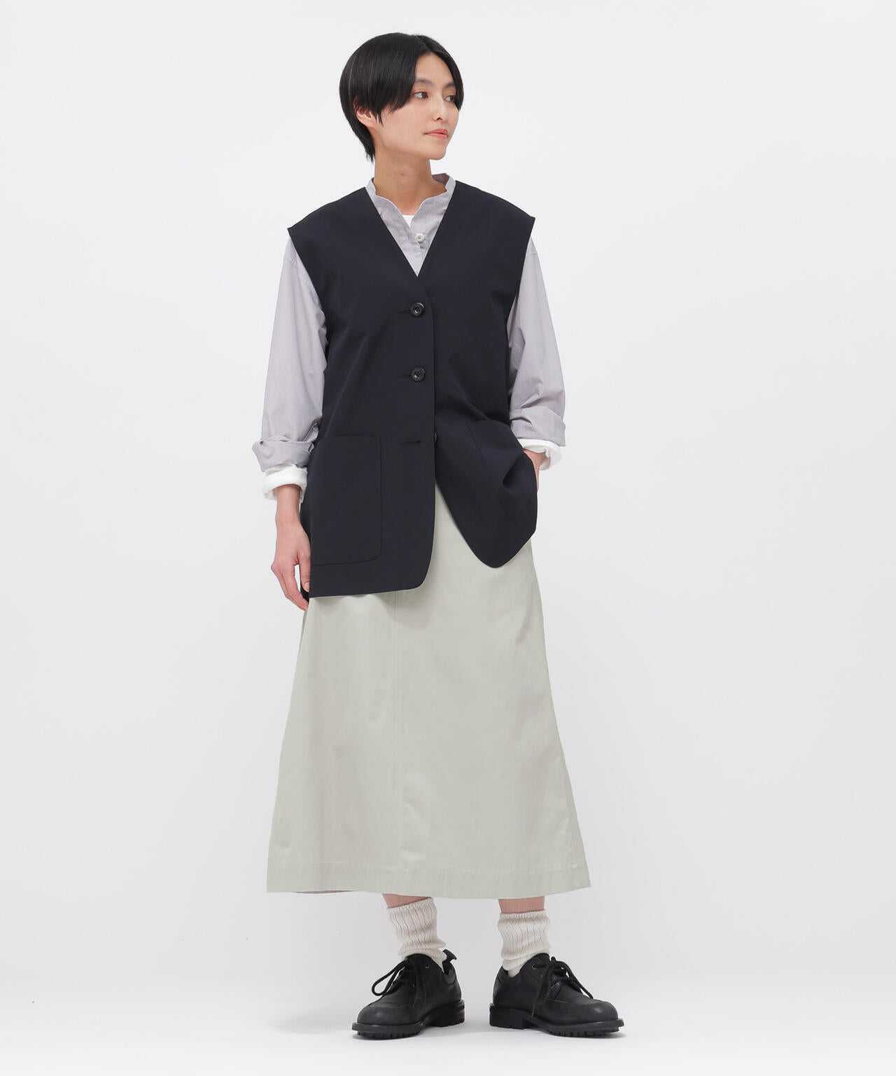 WASHED CHINO COTTON SKIRT