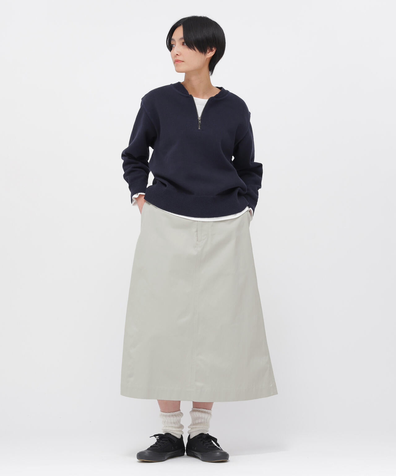 WASHED CHINO COTTON SKIRT