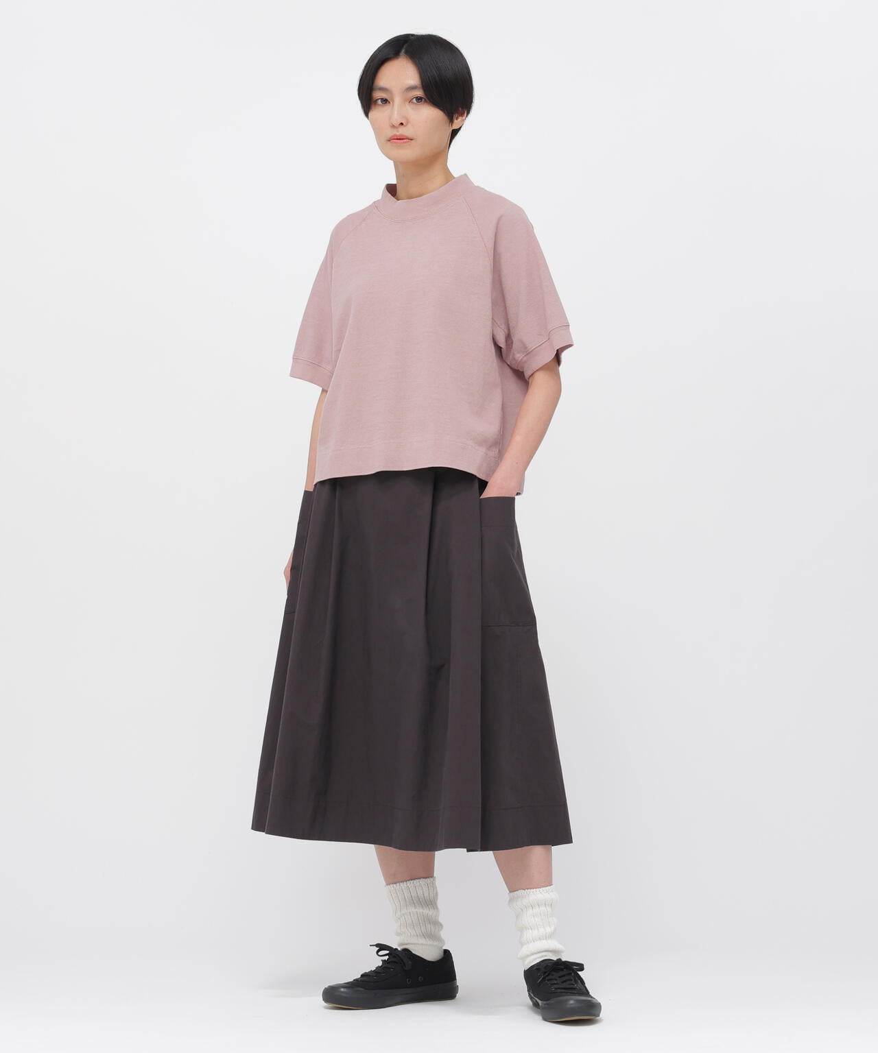 WASHED COTTON POPLIN SKIRT