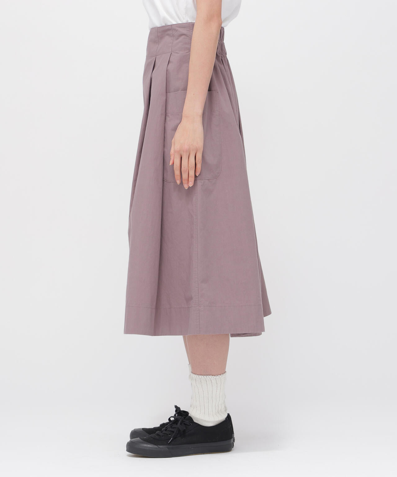 WASHED COTTON POPLIN SKIRT