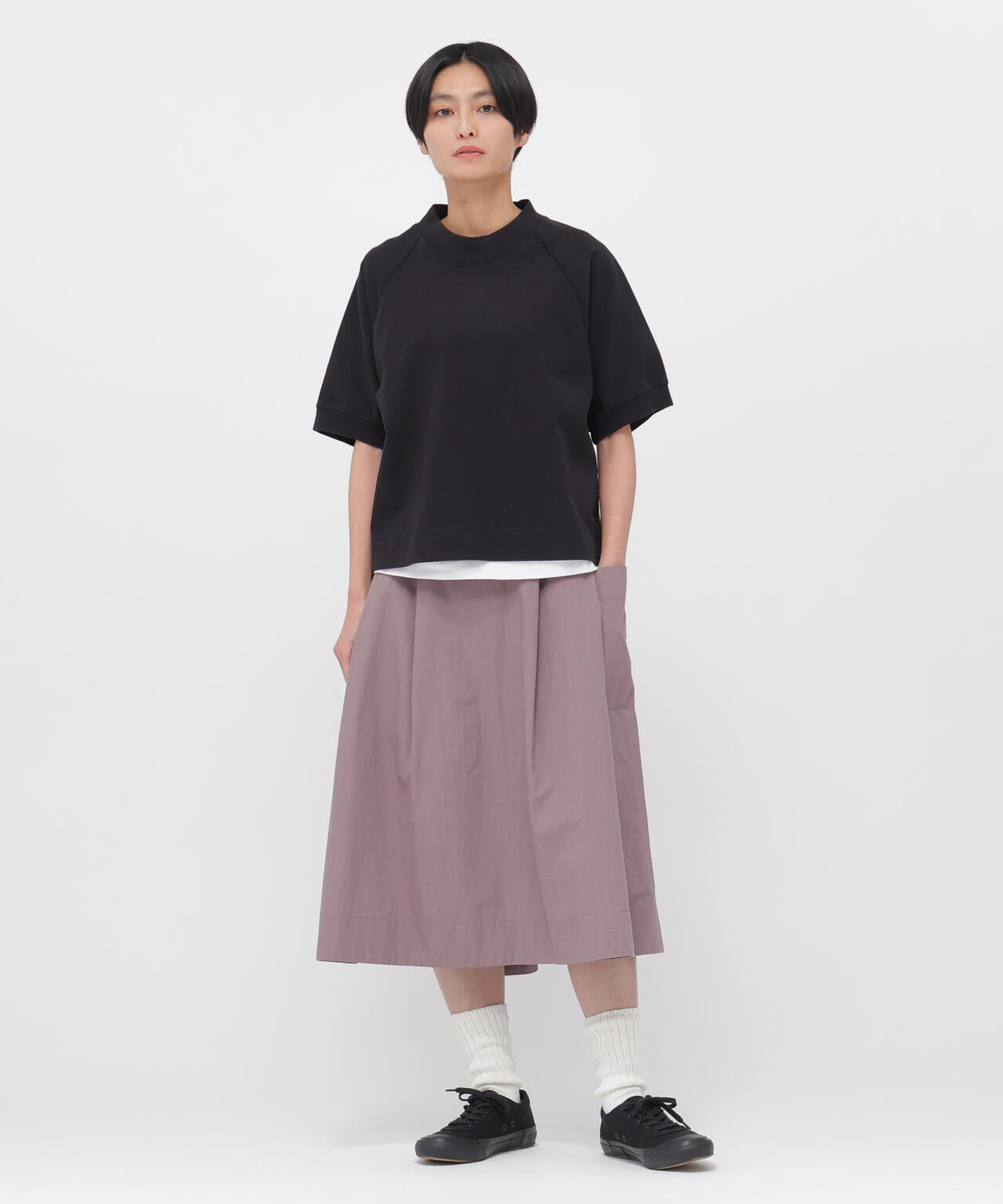 WASHED COTTON POPLIN SKIRT