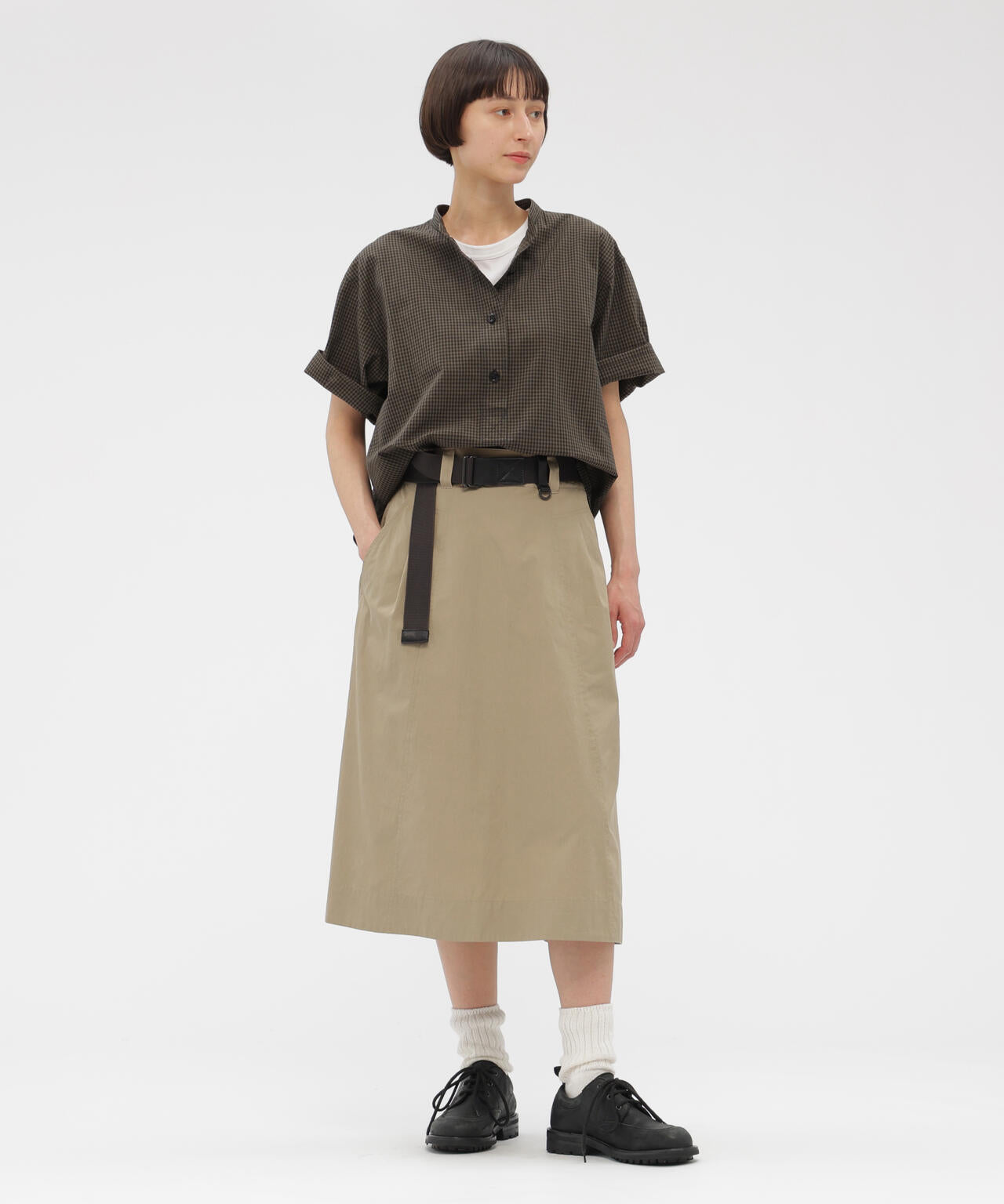 FINE COMPACT COTTON POPLIN SKIRT